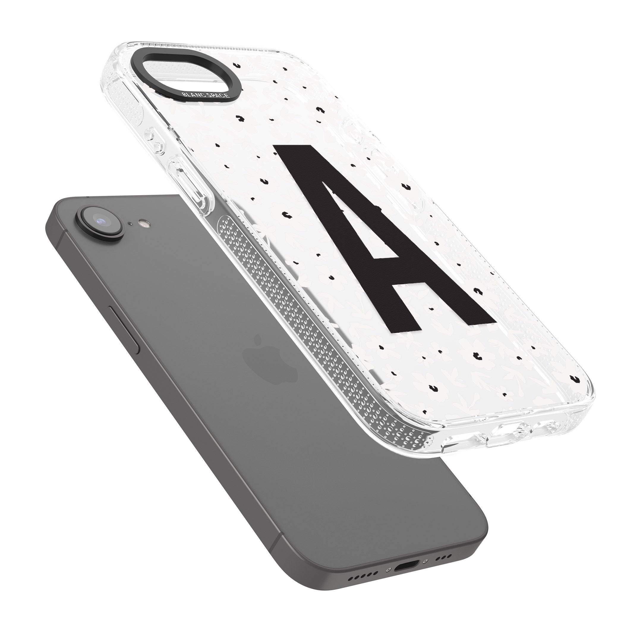 Personalised Floral Pattern Personalised iPhone 16e Clear Case Impact Air - Blanc Space