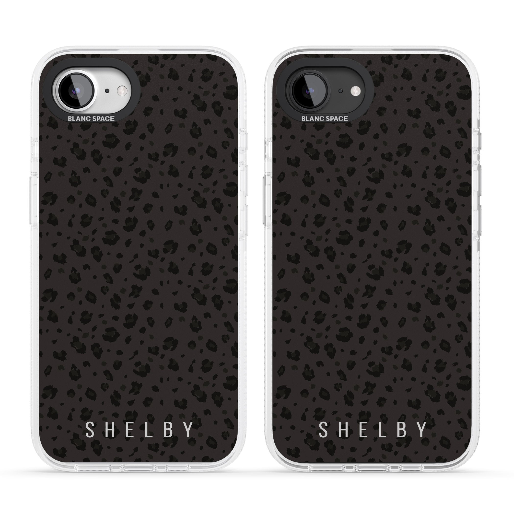 Personalised Minimal Lettering Dark Leopard iPhone 16e Clear Case Impact Air - Blanc Space