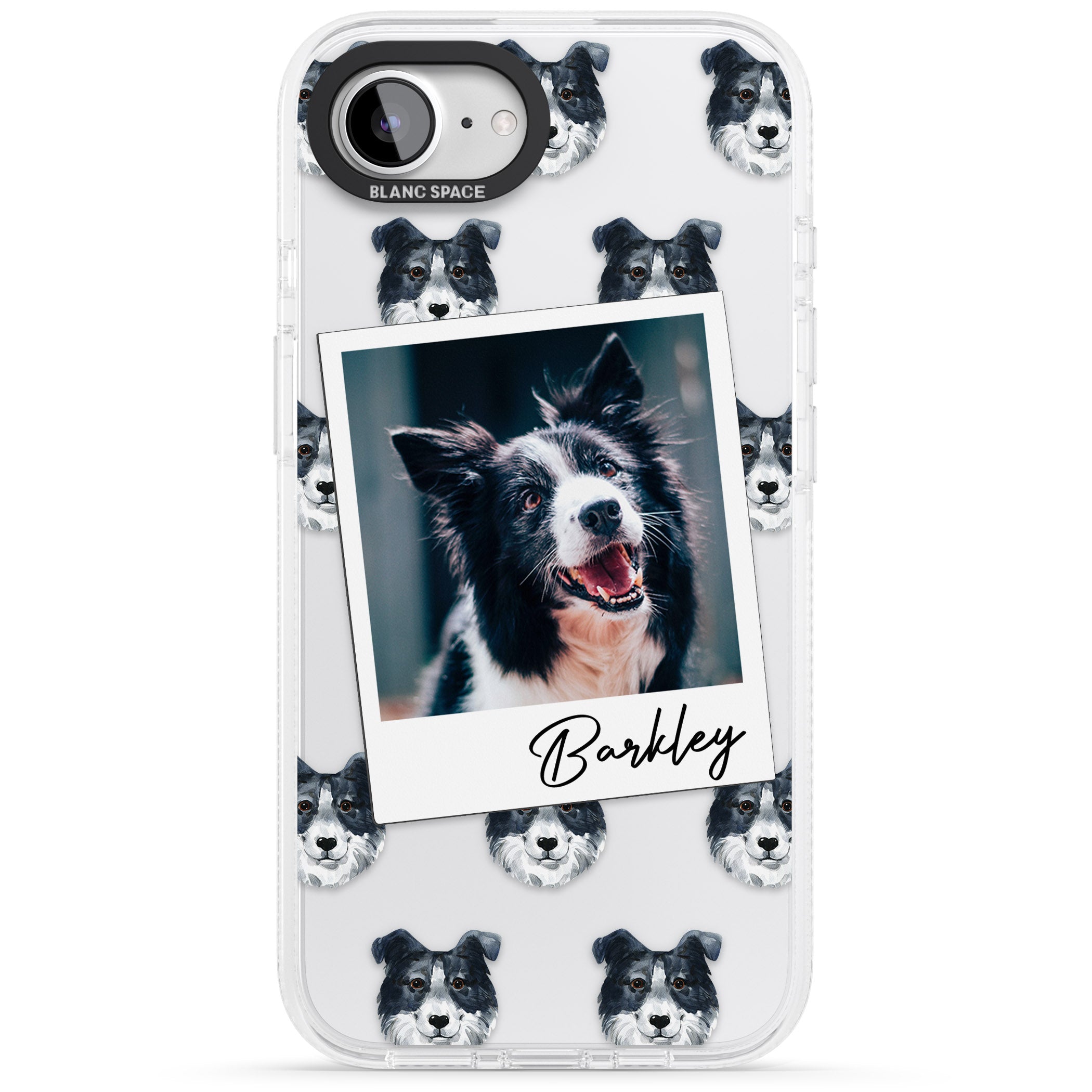 Personalised Border Collie - Dog Photo iPhone 16e Clear Case Impact Air - Blanc Space