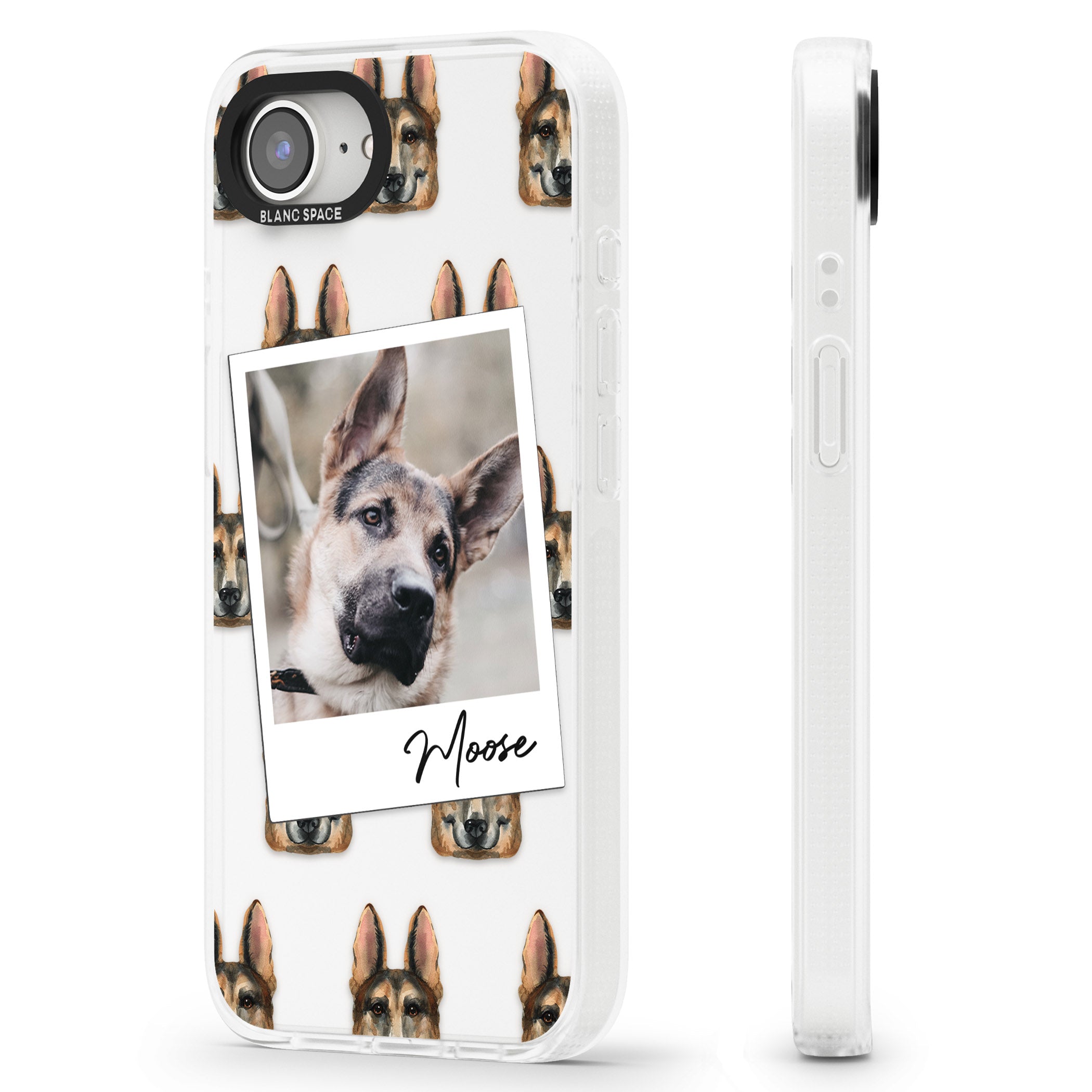 Personalised German Shepherd - Dog Photo iPhone 16e Clear Case Impact Air - Blanc Space