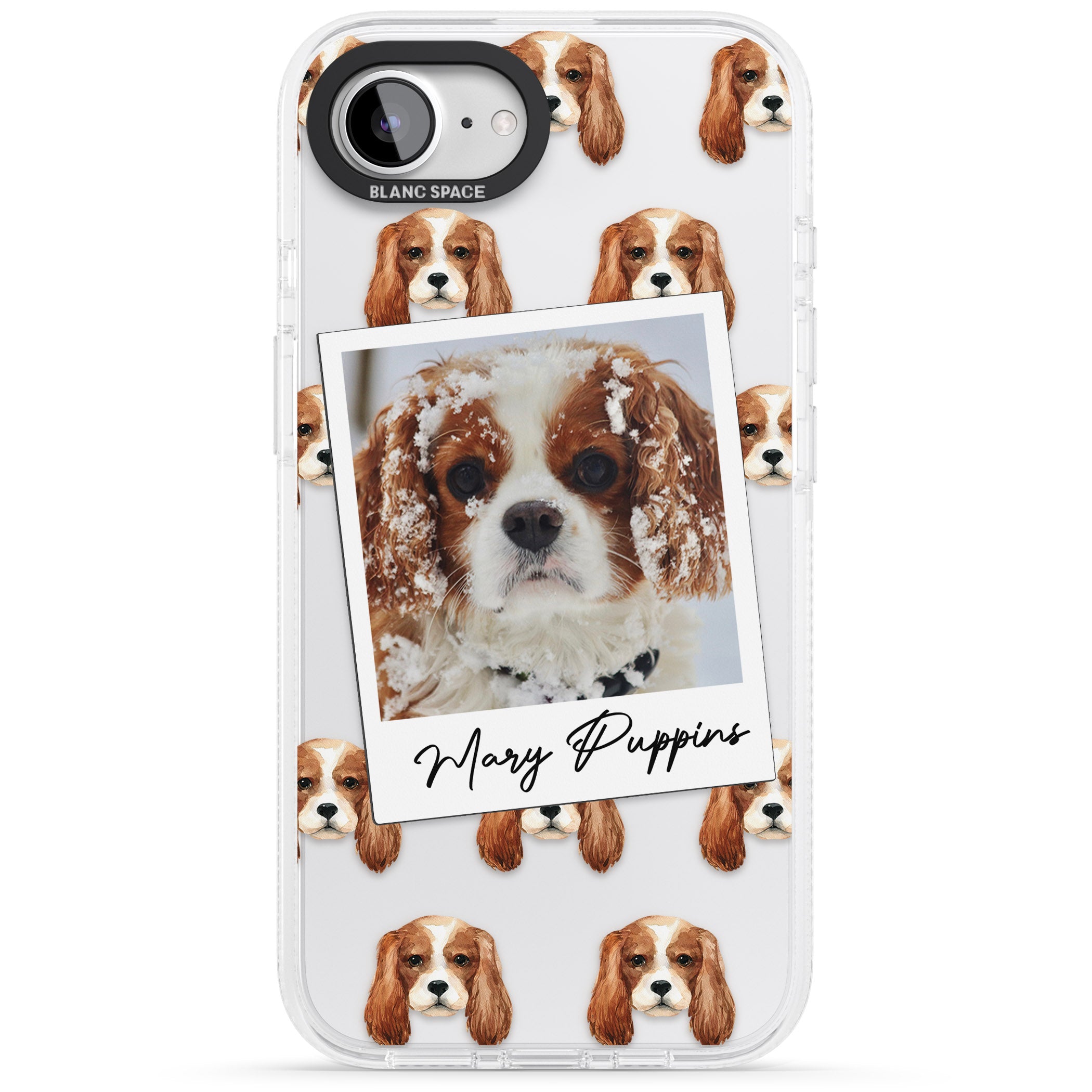 Personalised Cavalier King Charles - Dog Photo iPhone 16e Clear Case Impact Air - Blanc Space