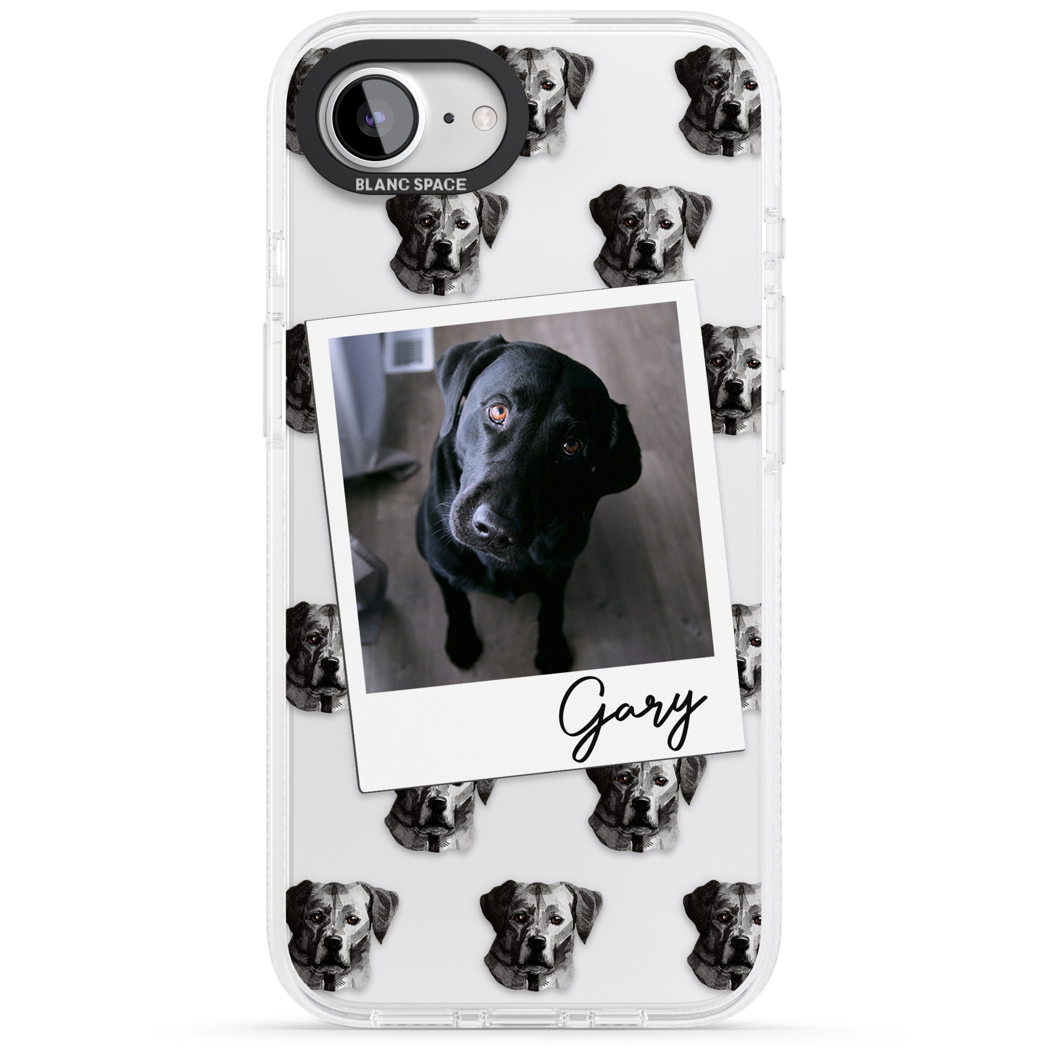 Personalised Labrador, Black - Dog Photo iPhone 16e Clear Case Impact Air - Blanc Space