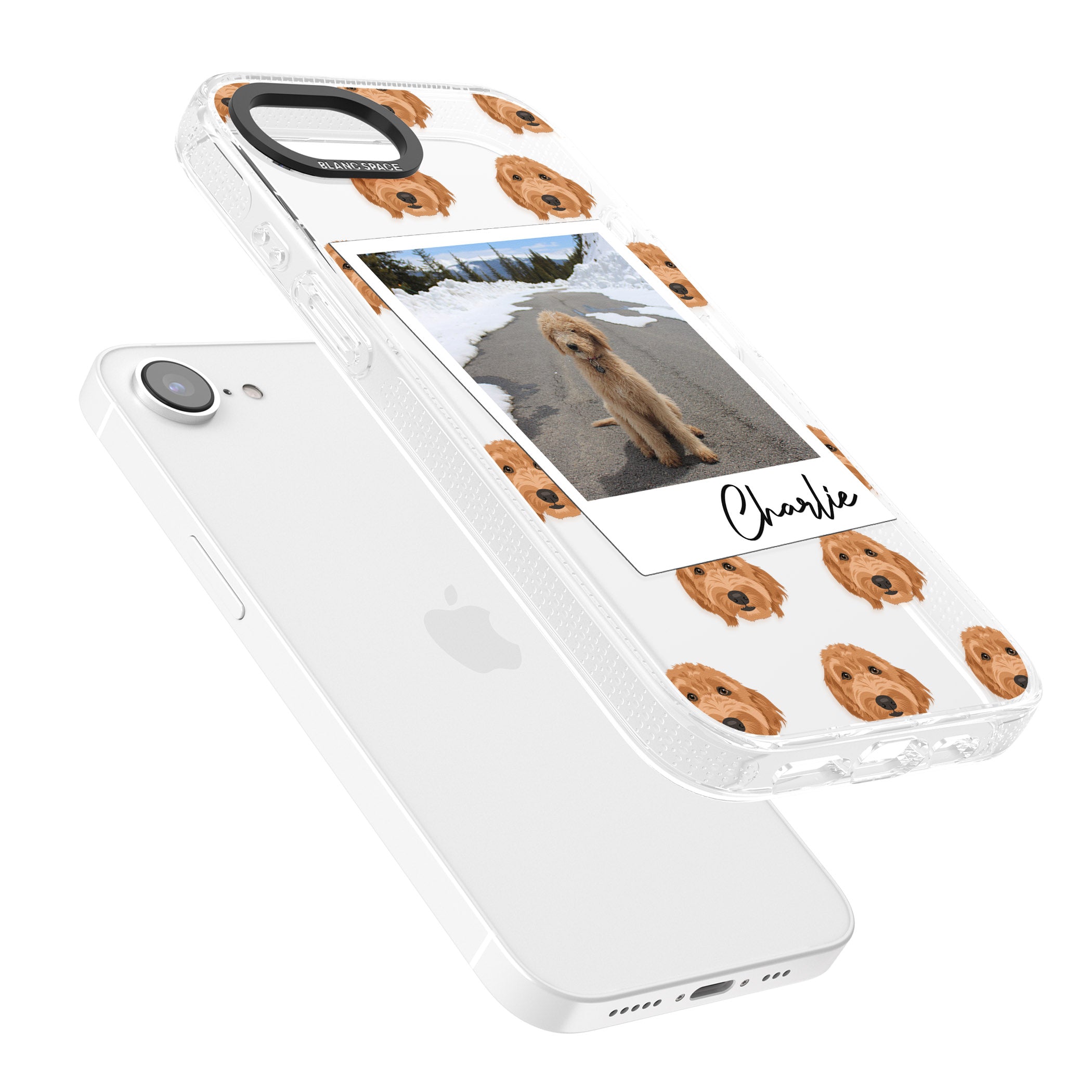 Personalised Personalised Golden Doodle - Dog Photo iPhone 16e Clear Case Impact Air - Blanc Space