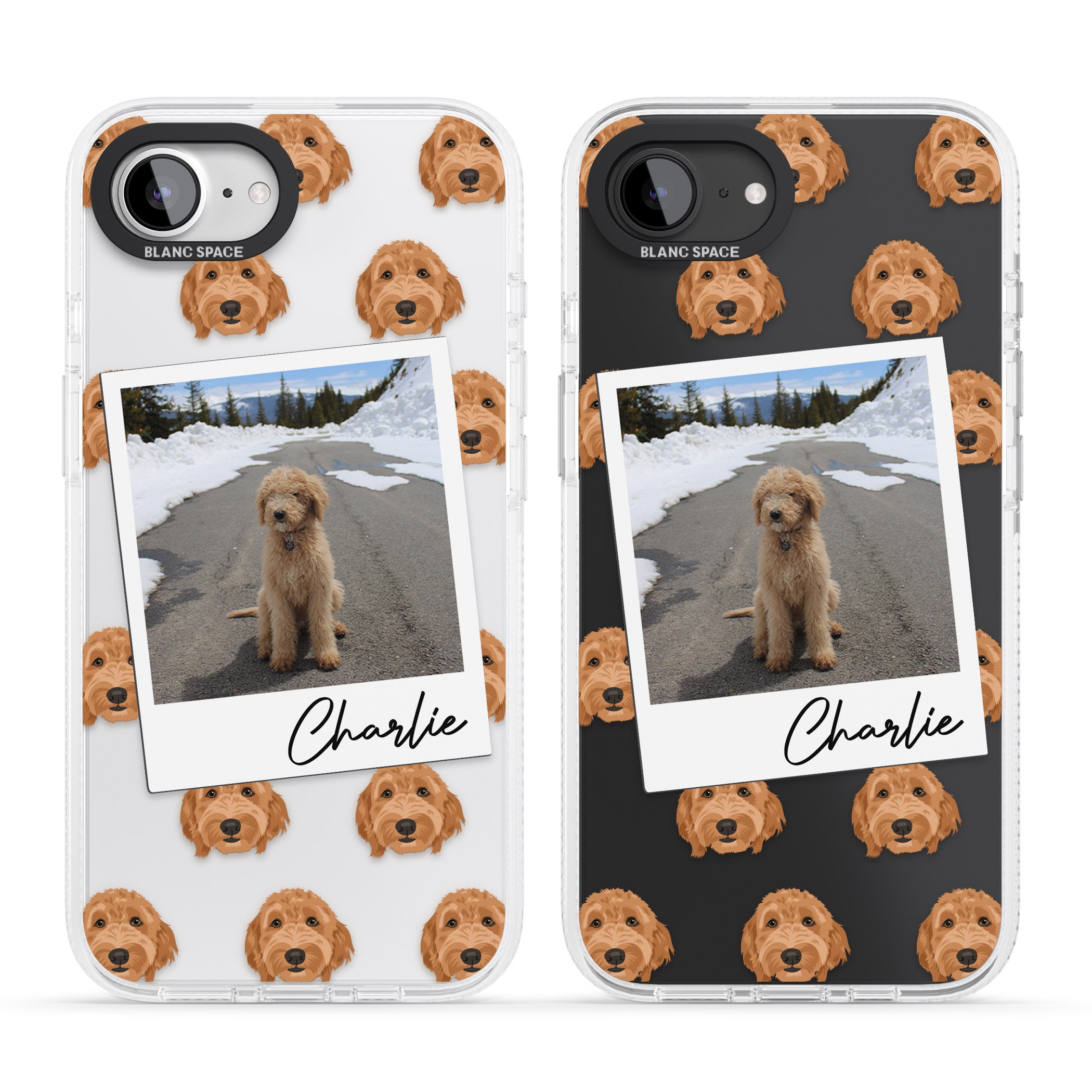 Personalised Personalised Golden Doodle - Dog Photo iPhone 16e Clear Case Impact Air - Blanc Space