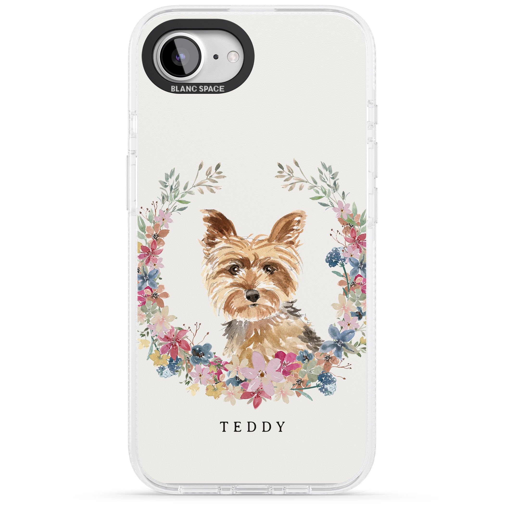 Personalised Yorkshire Terrier - Watercolour Dog Portrait iPhone 16e Clear Case Impact Air - Blanc Space