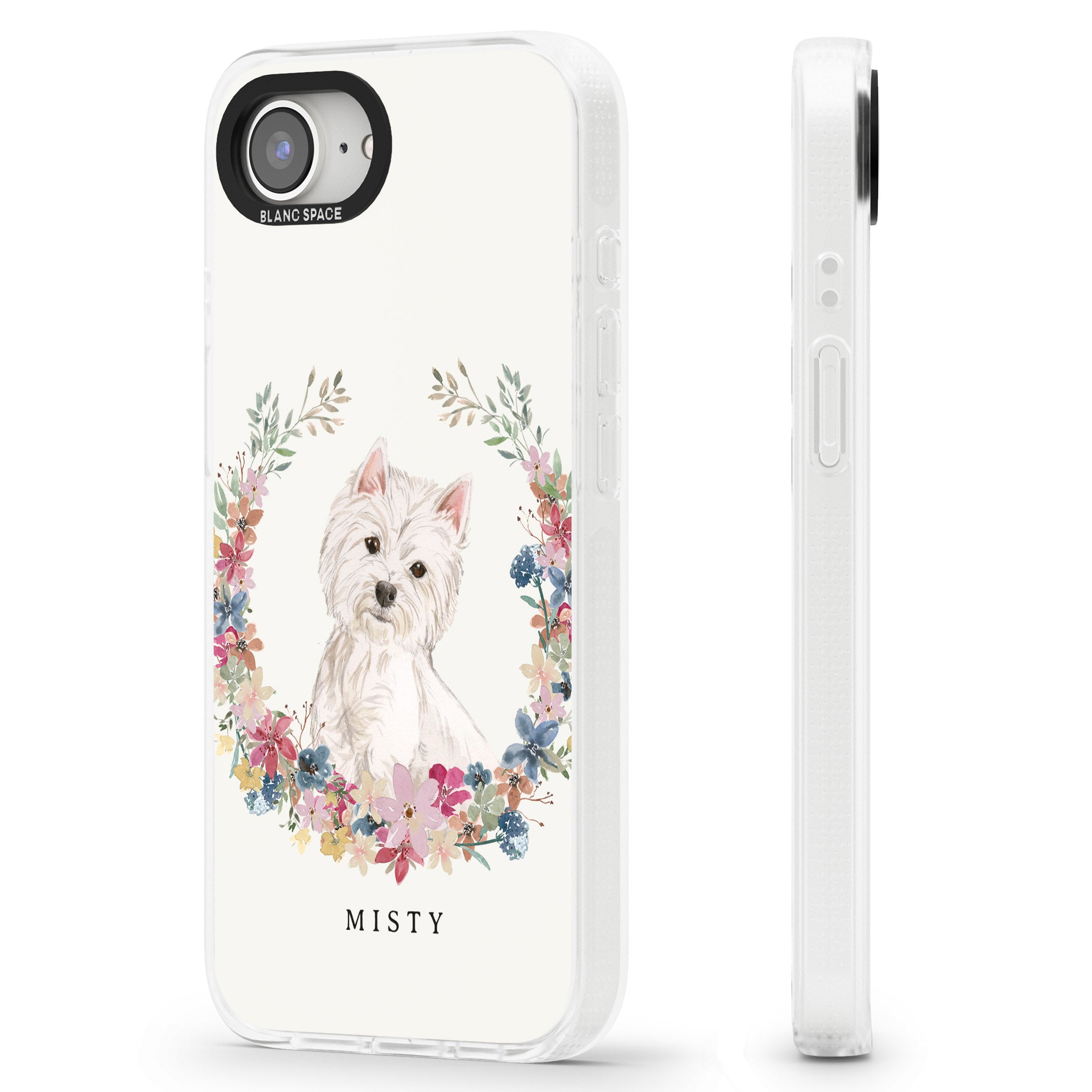 Personalised Westie Watercolour Dog Portrait iPhone 16e Clear Case Impact Air - Blanc Space