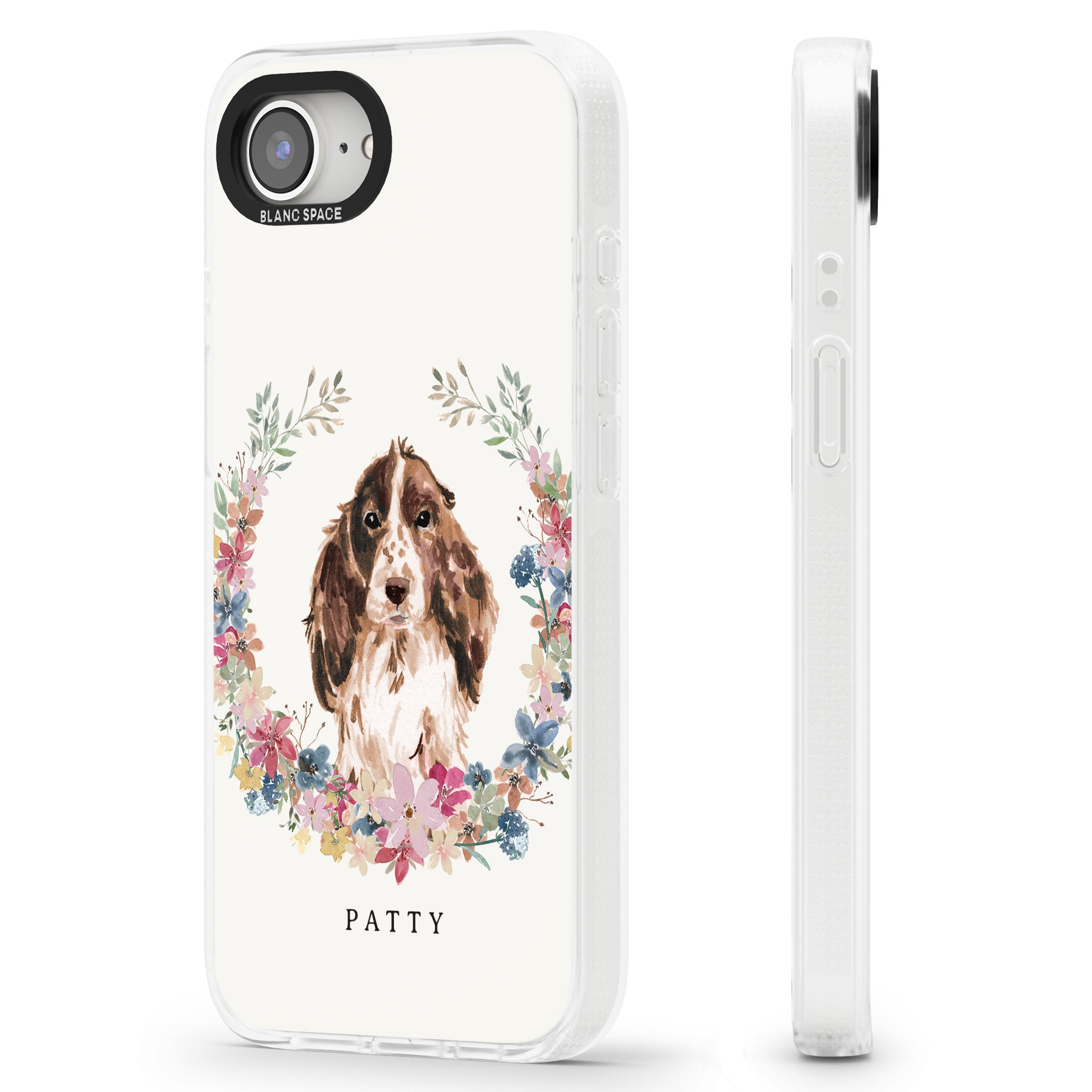 Personalised Brown Cocker Spaniel - Watercolour Dog Portrait iPhone 16e Clear Case Impact Air - Blanc Space