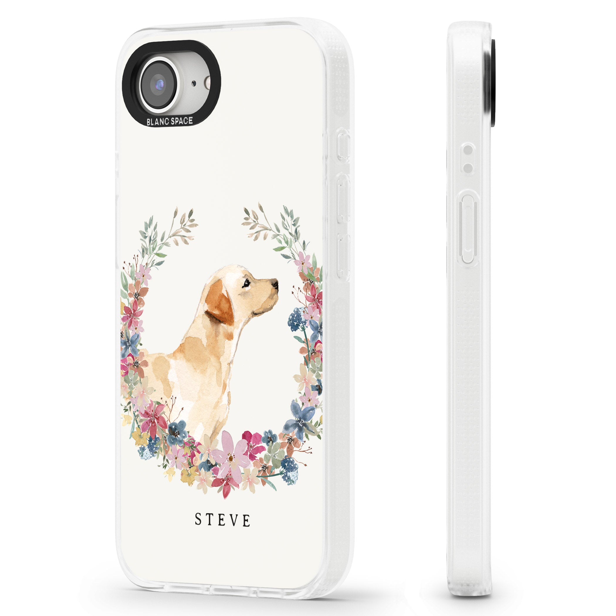Personalised Yellow Labrador - Watercolour Dog Portrait iPhone 16e Clear Case Impact Air - Blanc Space