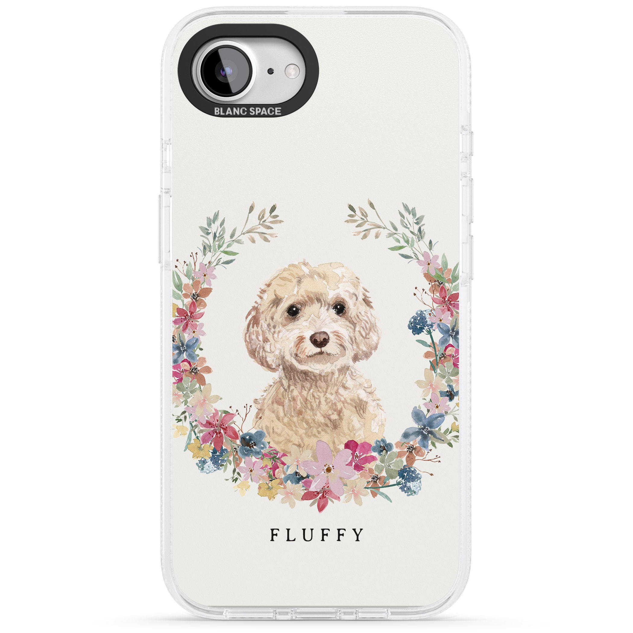 Personalised Champagne Cockapoo - Watercolour Dog Portrait iPhone 16e Clear Case Impact Air - Blanc Space
