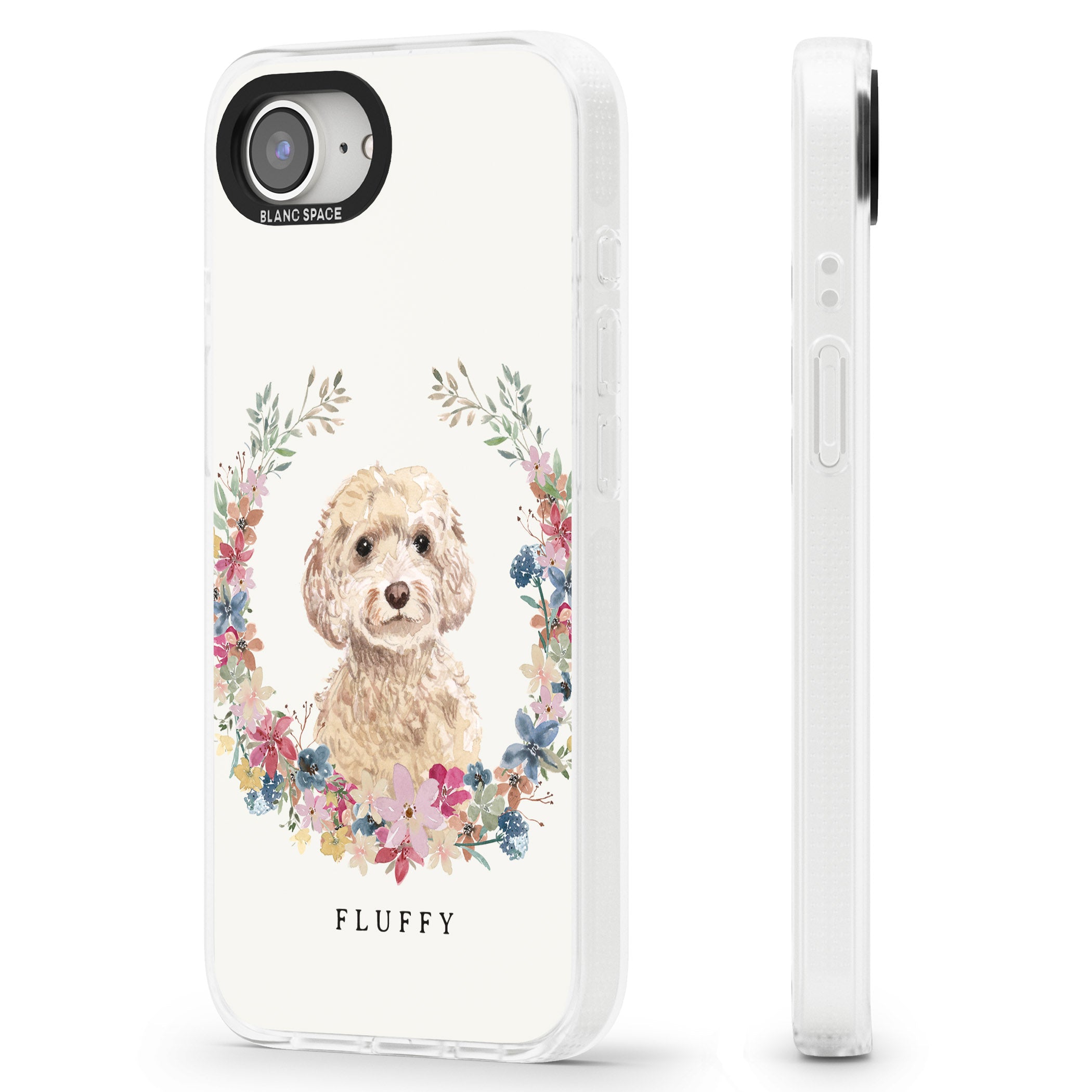 Personalised Champagne Cockapoo - Watercolour Dog Portrait iPhone 16e Clear Case Impact Air - Blanc Space