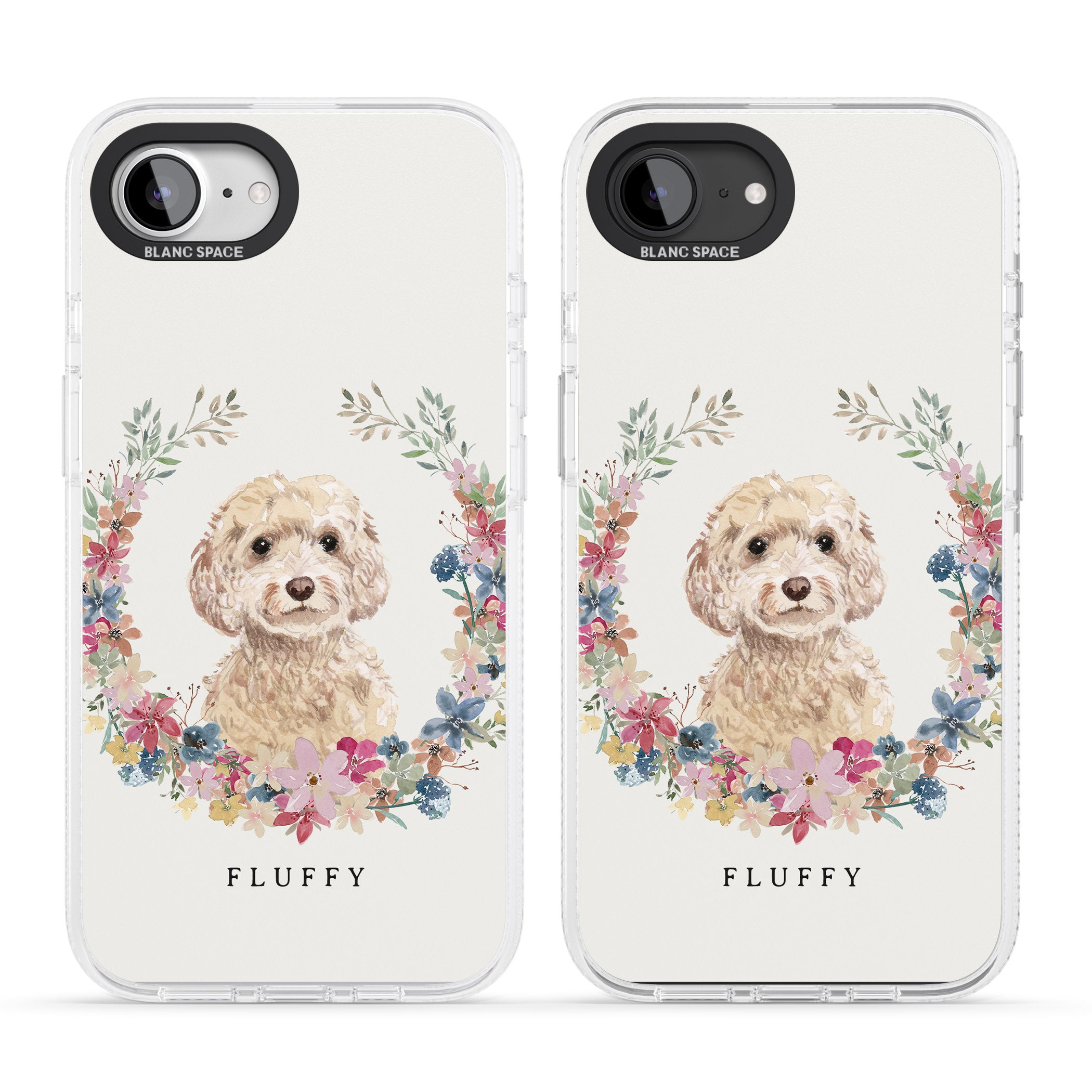 Personalised Champagne Cockapoo - Watercolour Dog Portrait iPhone 16e Clear Case Impact Air - Blanc Space
