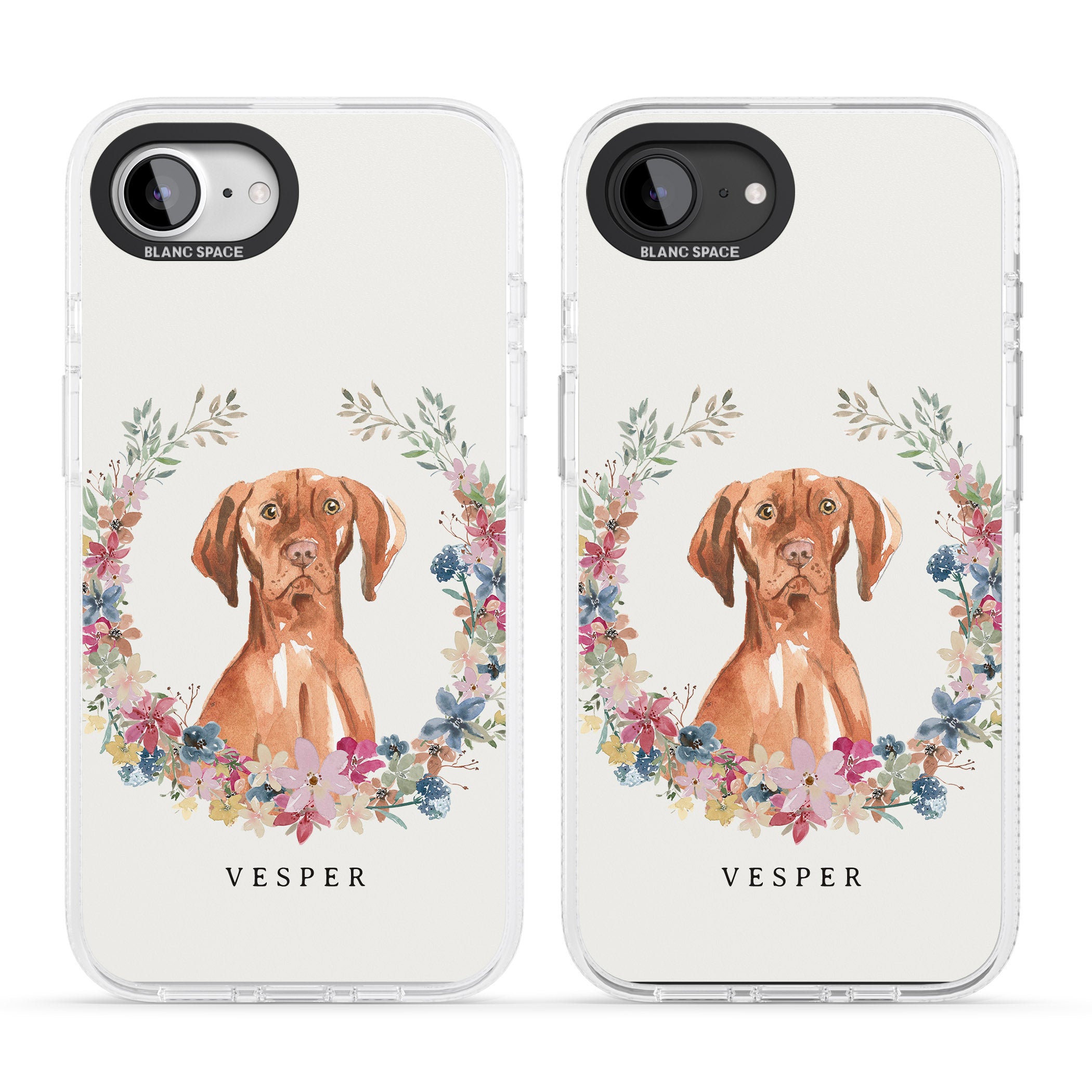 Personalised Hungarian Vizsla - Watercolour Dog Portrait iPhone 16e Clear Case Impact Air - Blanc Space