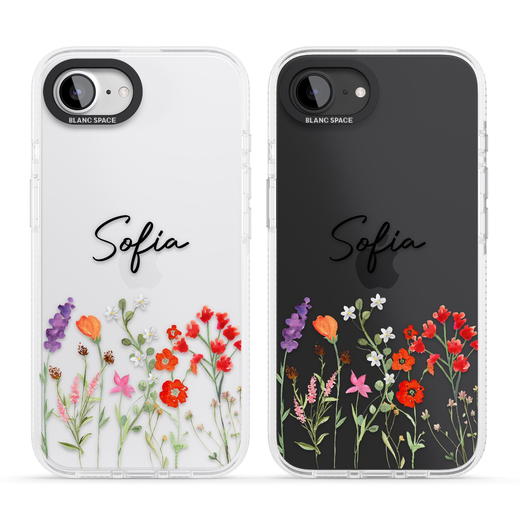 Personalised Spring Wildflowers iPhone 16e Clear Case Impact Air - Blanc Space
