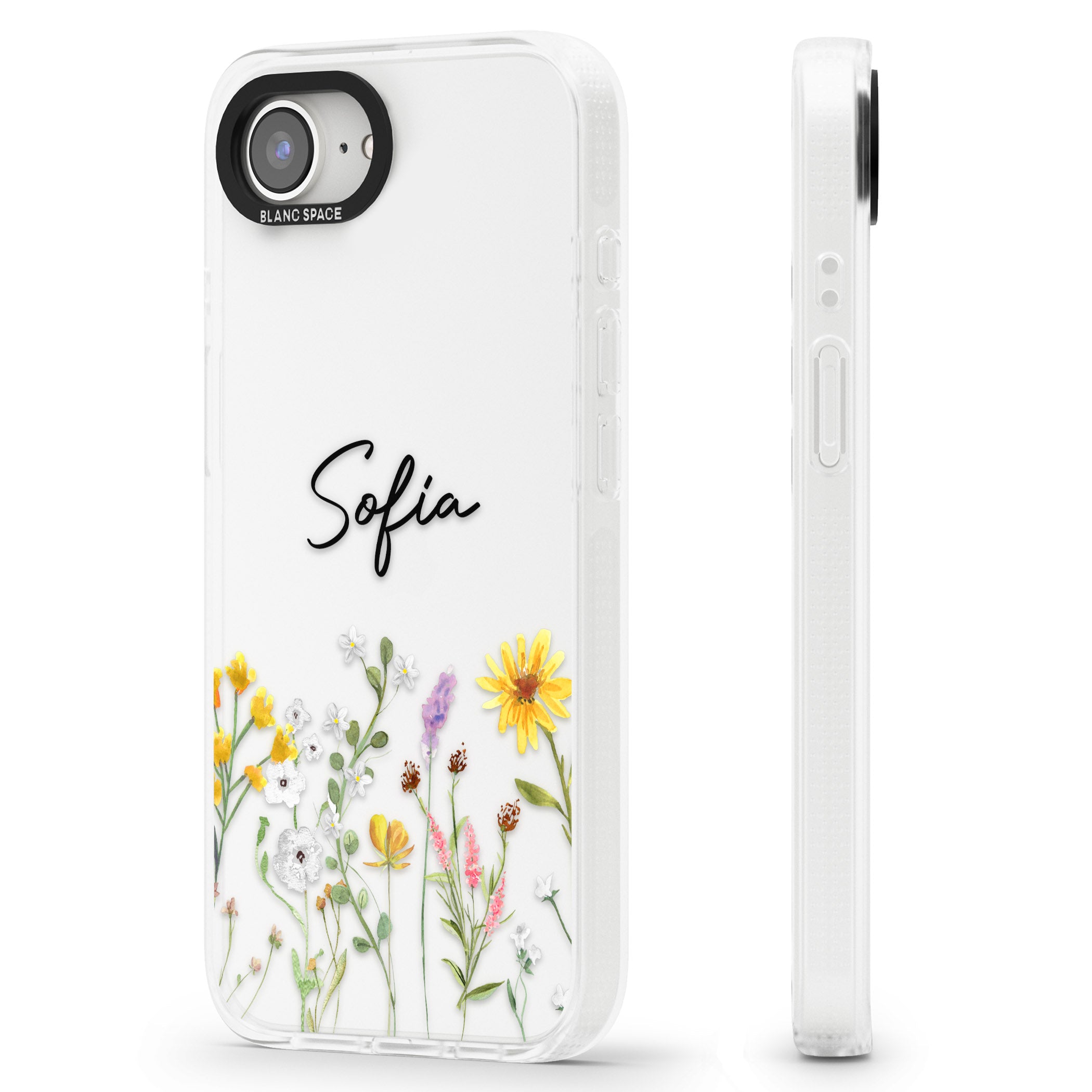 Personalised April Wildfowers iPhone 16e Clear Case Impact Air - Blanc Space