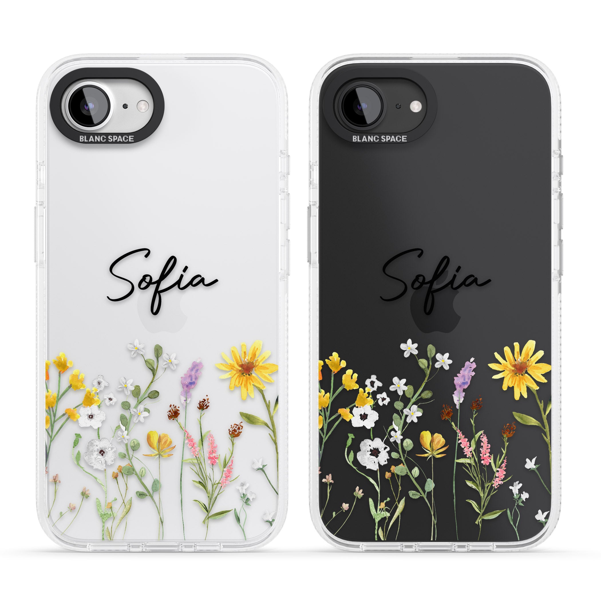 Personalised April Wildfowers iPhone 16e Clear Case Impact Air - Blanc Space
