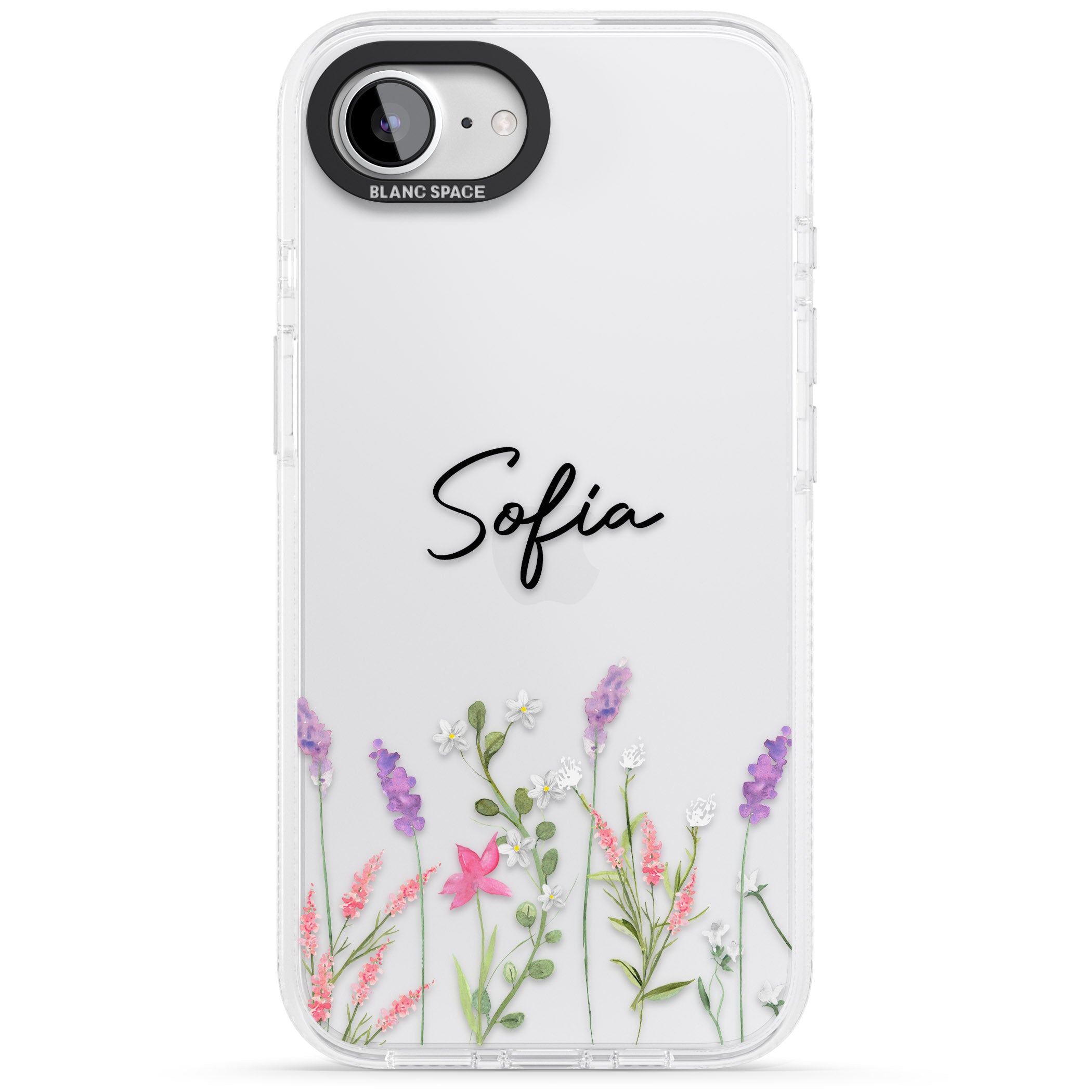 Personalised Lavender Wildflowers iPhone 16e Clear Case Impact Air - Blanc Space