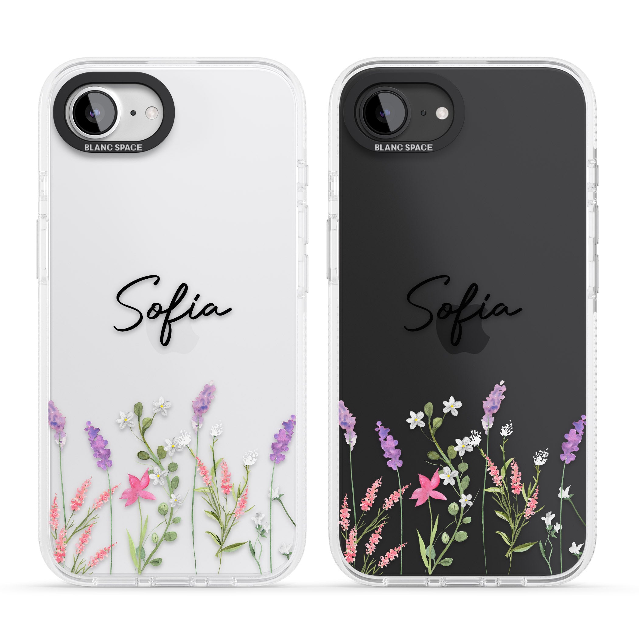 Personalised Lavender Wildflowers iPhone 16e Clear Case Impact Air - Blanc Space