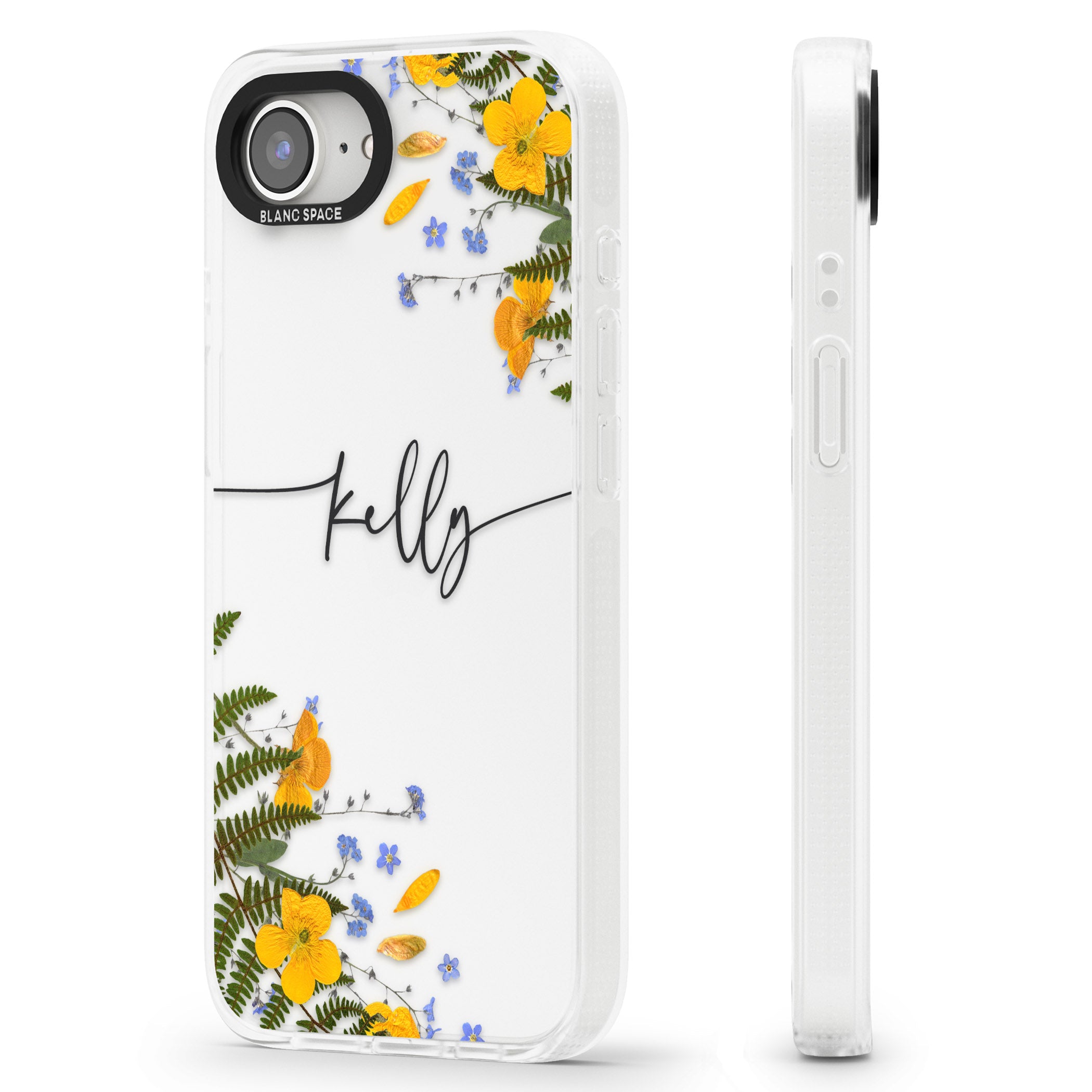 Personalised Ferns & Wildflowers iPhone 16e Clear Case Impact Air - Blanc Space