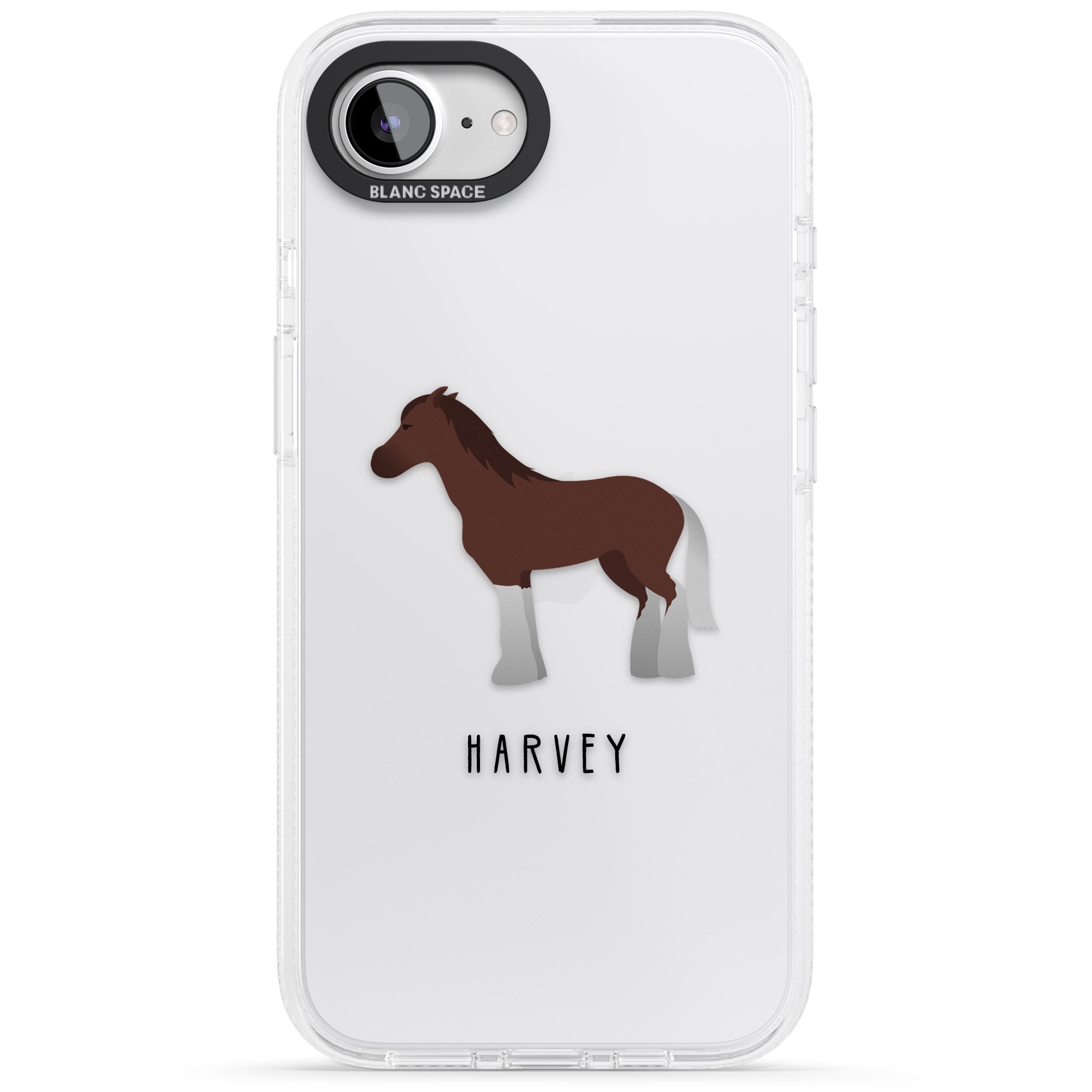 Personalised Brown Horse iPhone 16e Clear Case Impact Air - Blanc Space