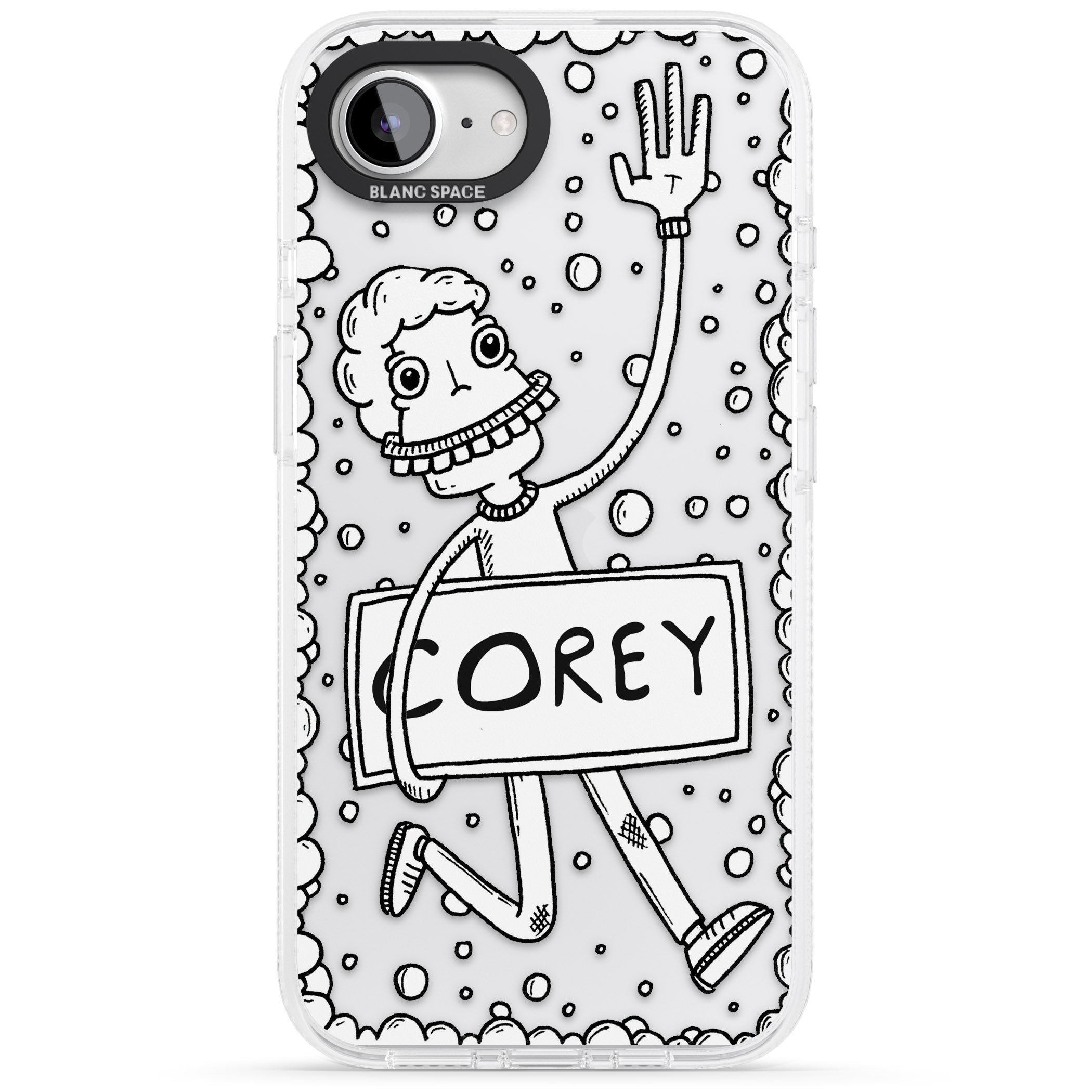 Personalised Banner Boy iPhone 16e Clear Case Impact Air - Blanc Space