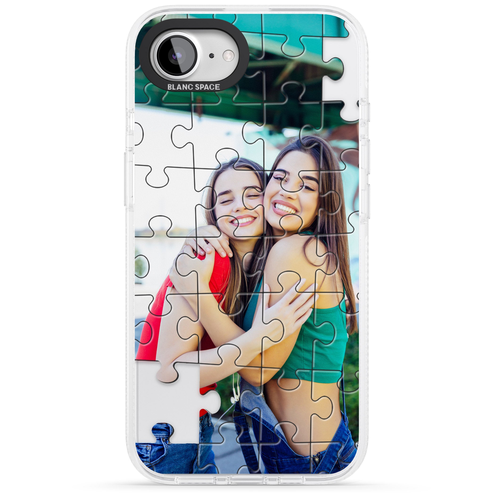 Personalised Jigsaw Puzzle Photo iPhone 16e Clear Case Impact Air - Blanc Space