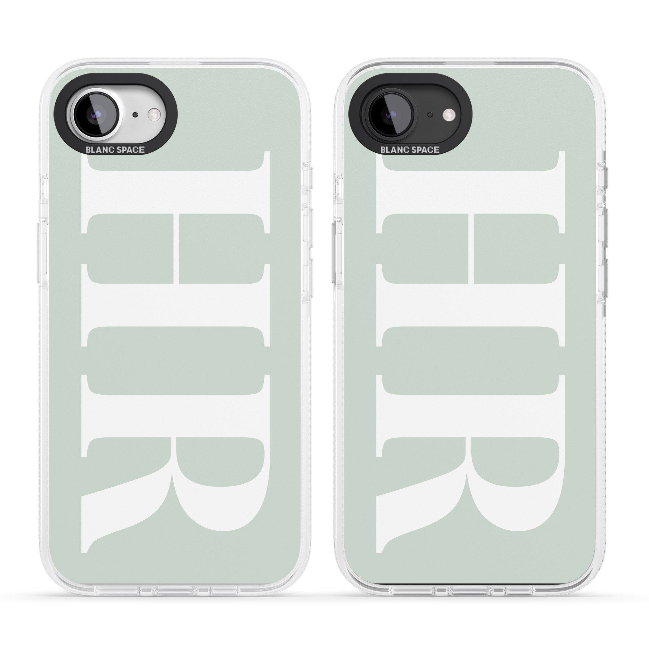 Personalised White & Seafoam Green Personalised iPhone 16e Clear Case Impact Air - Blanc Space