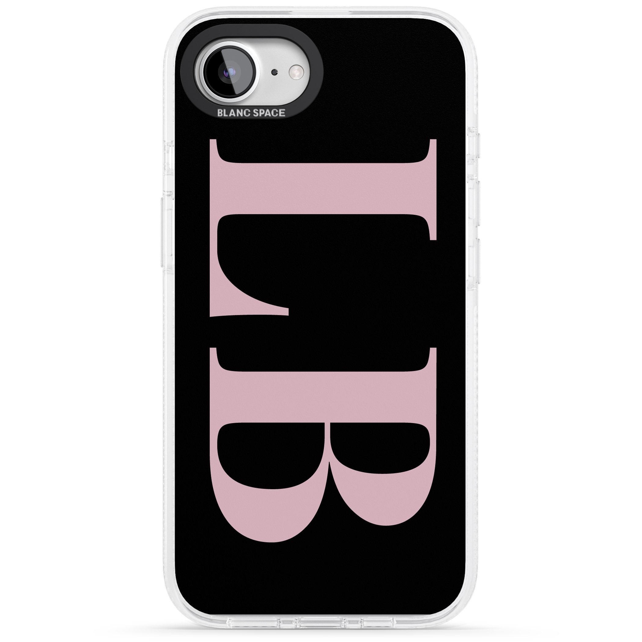 Personalised Pink & Black Letters iPhone 16e Clear Case Impact Air - Blanc Space