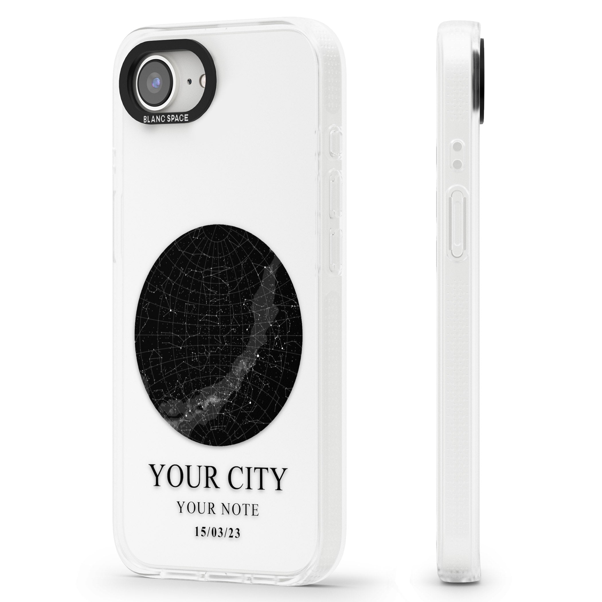 Personalised Star Map iPhone 16e Clear Case Impact Air - Blanc Space