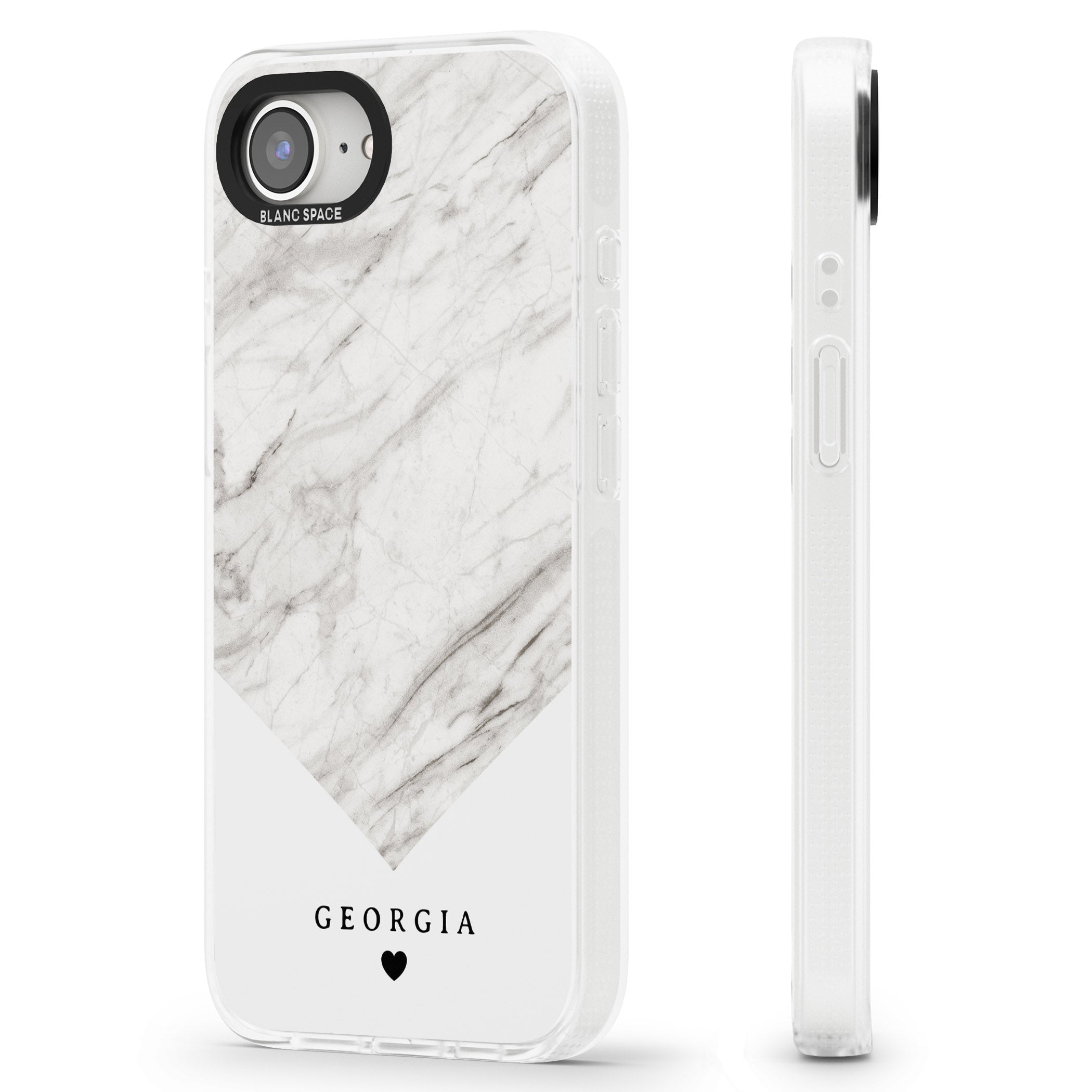 Personalised White Marble iPhone 16e Clear Case Impact Air - Blanc Space