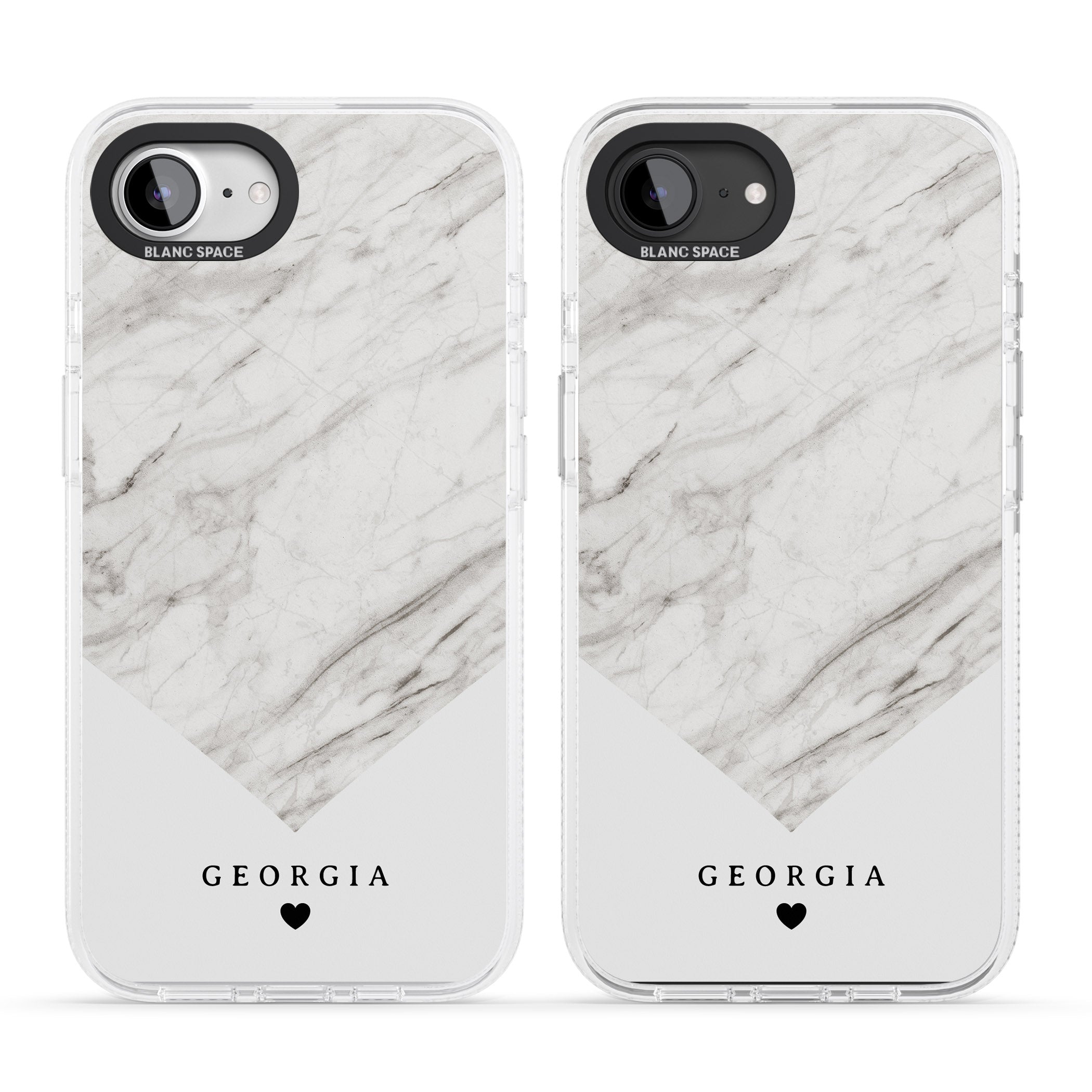 Personalised White Marble iPhone 16e Clear Case Impact Air - Blanc Space