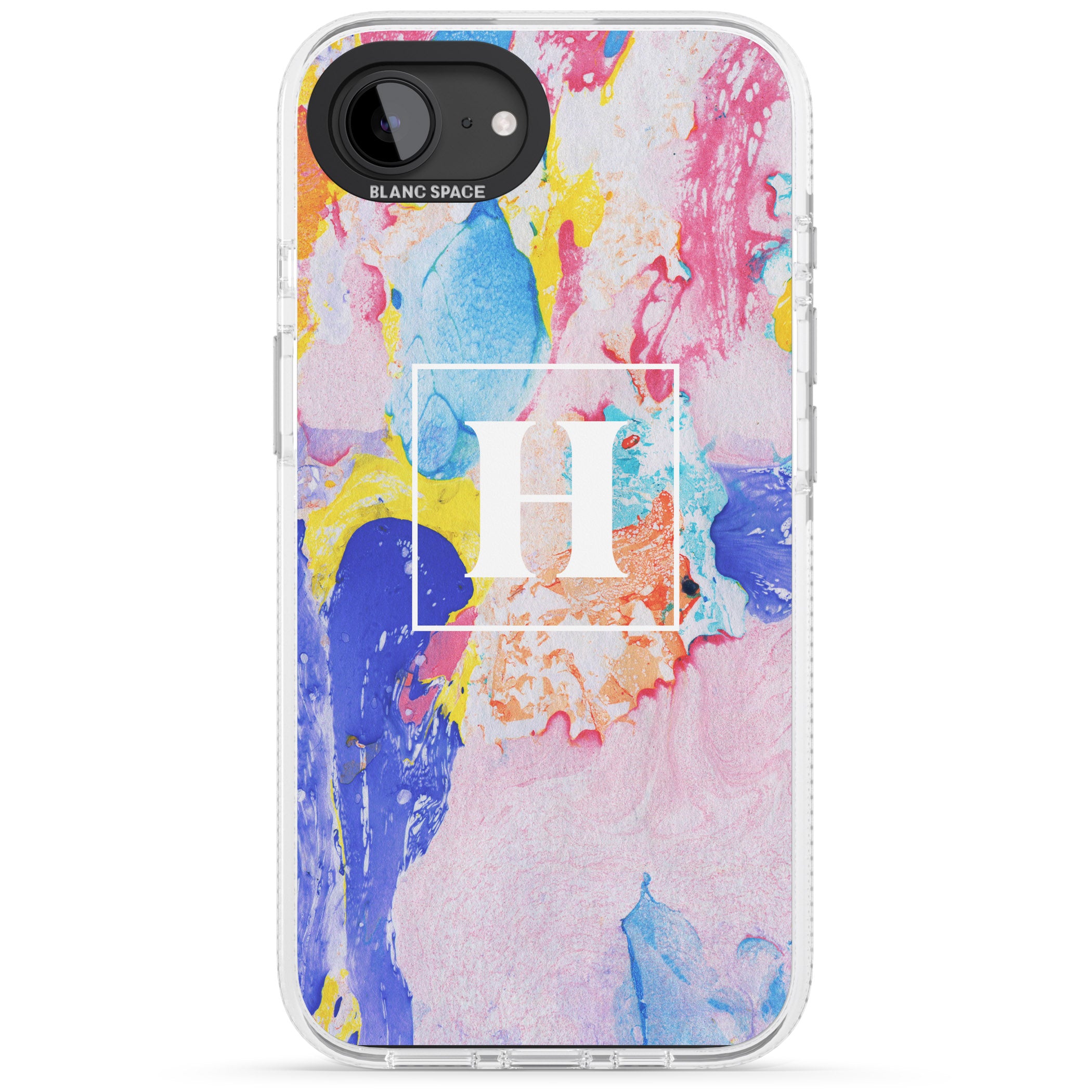Personalised Mixed Pastels Marbled Paper iPhone 16e Clear Case Impact Air - Blanc Space