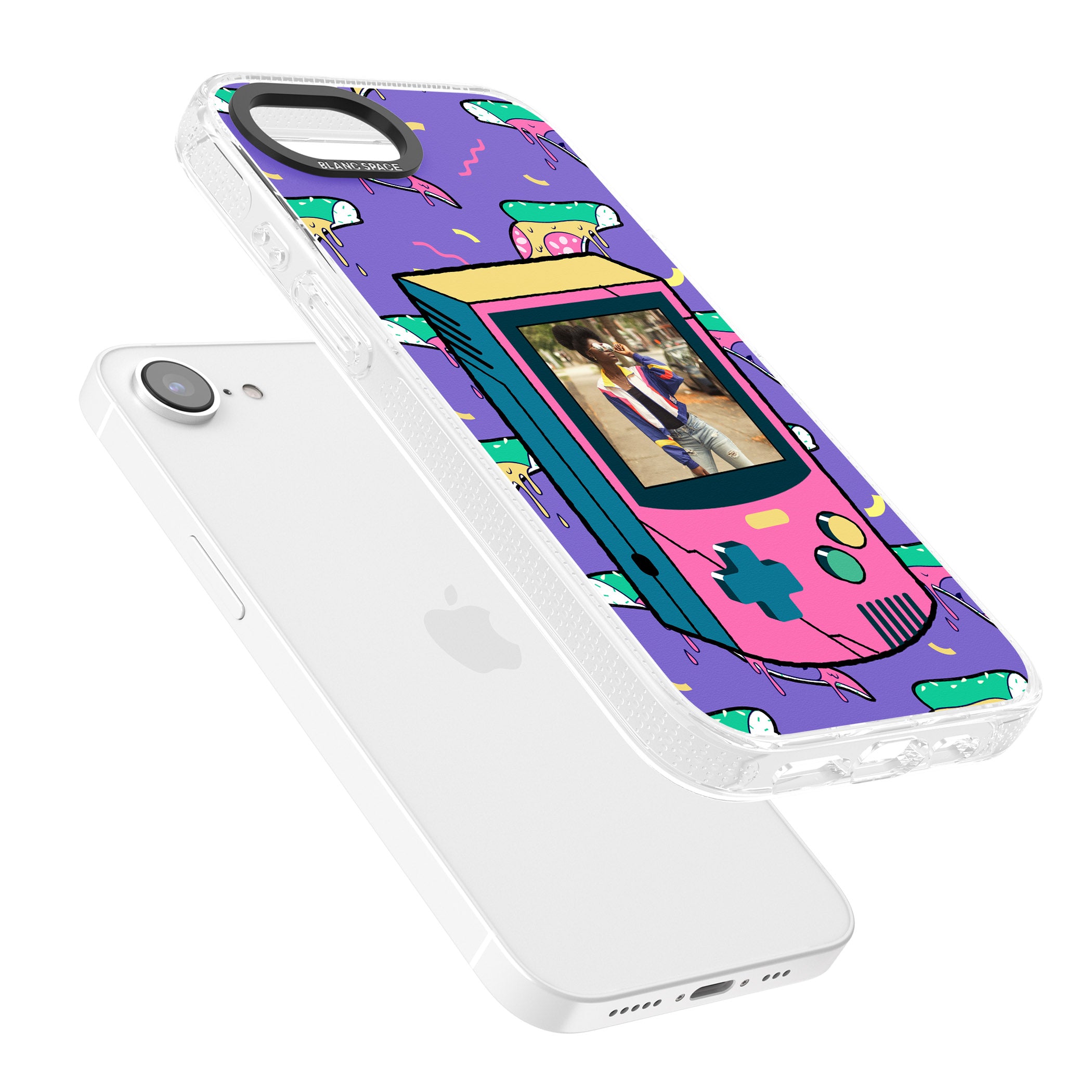 Personalised Retro Game Photo Case iPhone 16e Clear Case Impact Air - Blanc Space