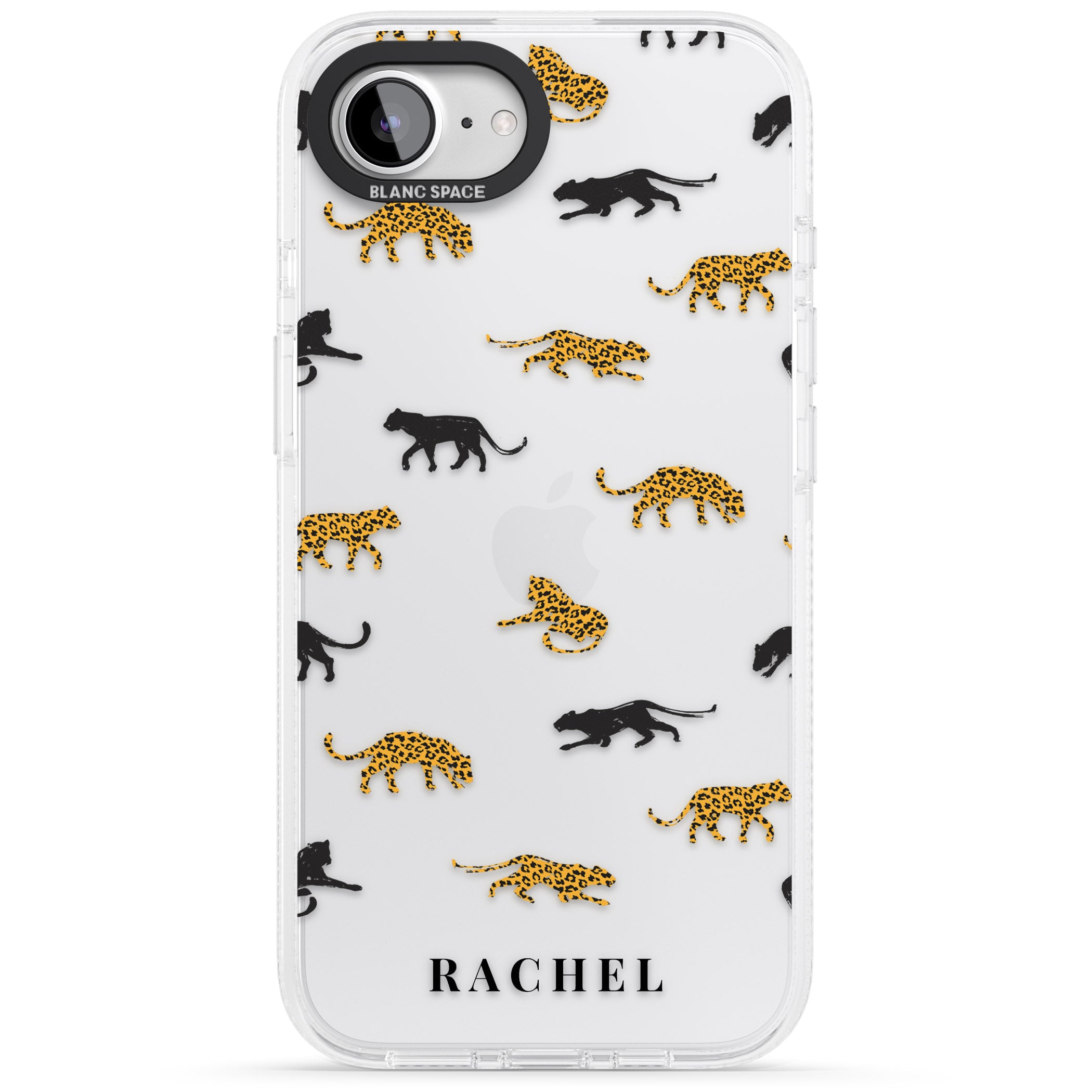 Personalised Jaguar Pattern on Transparent iPhone 16e Clear Case Impact Air - Blanc Space
