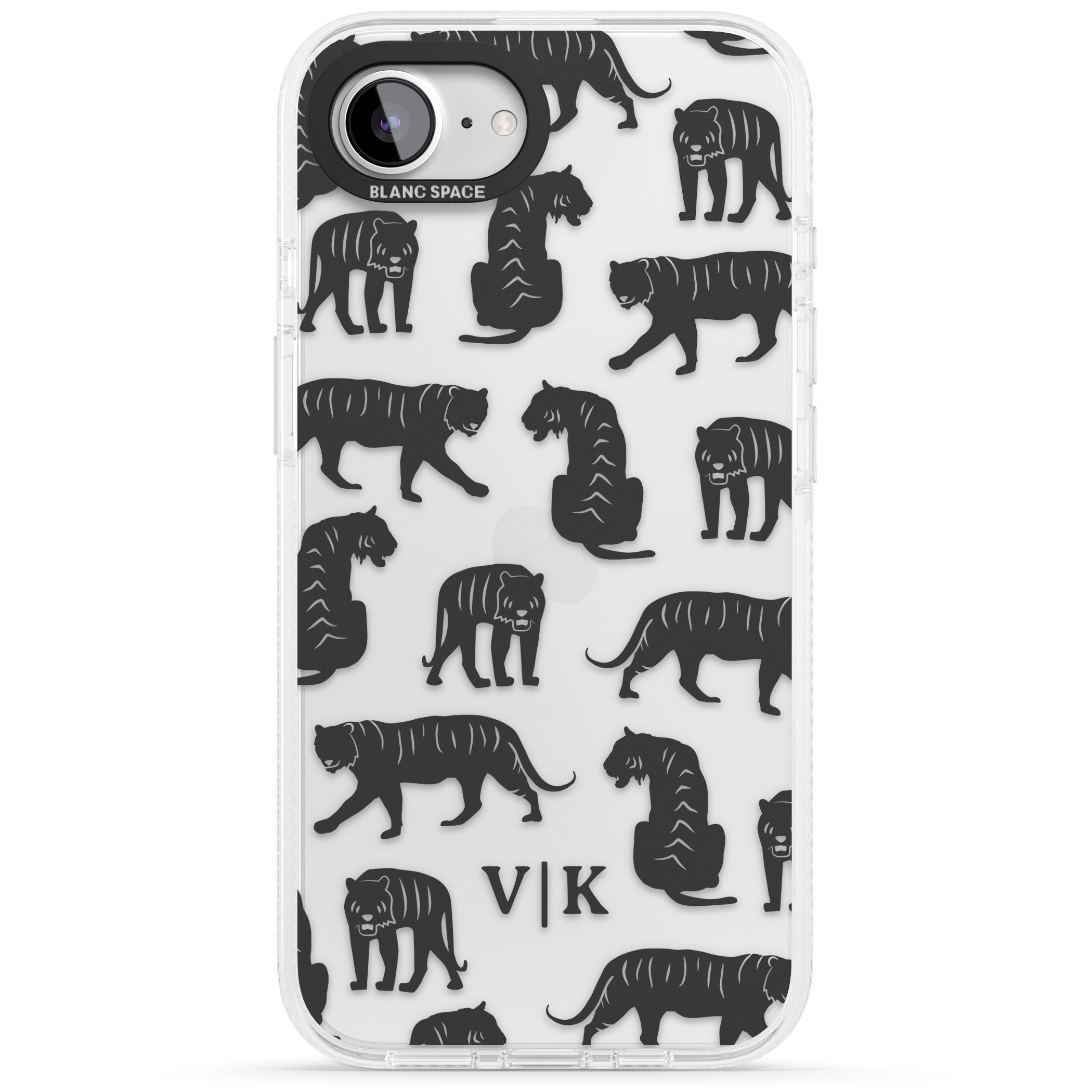 Personalised Tiger Silhouettes iPhone 16e Clear Case Impact Air - Blanc Space