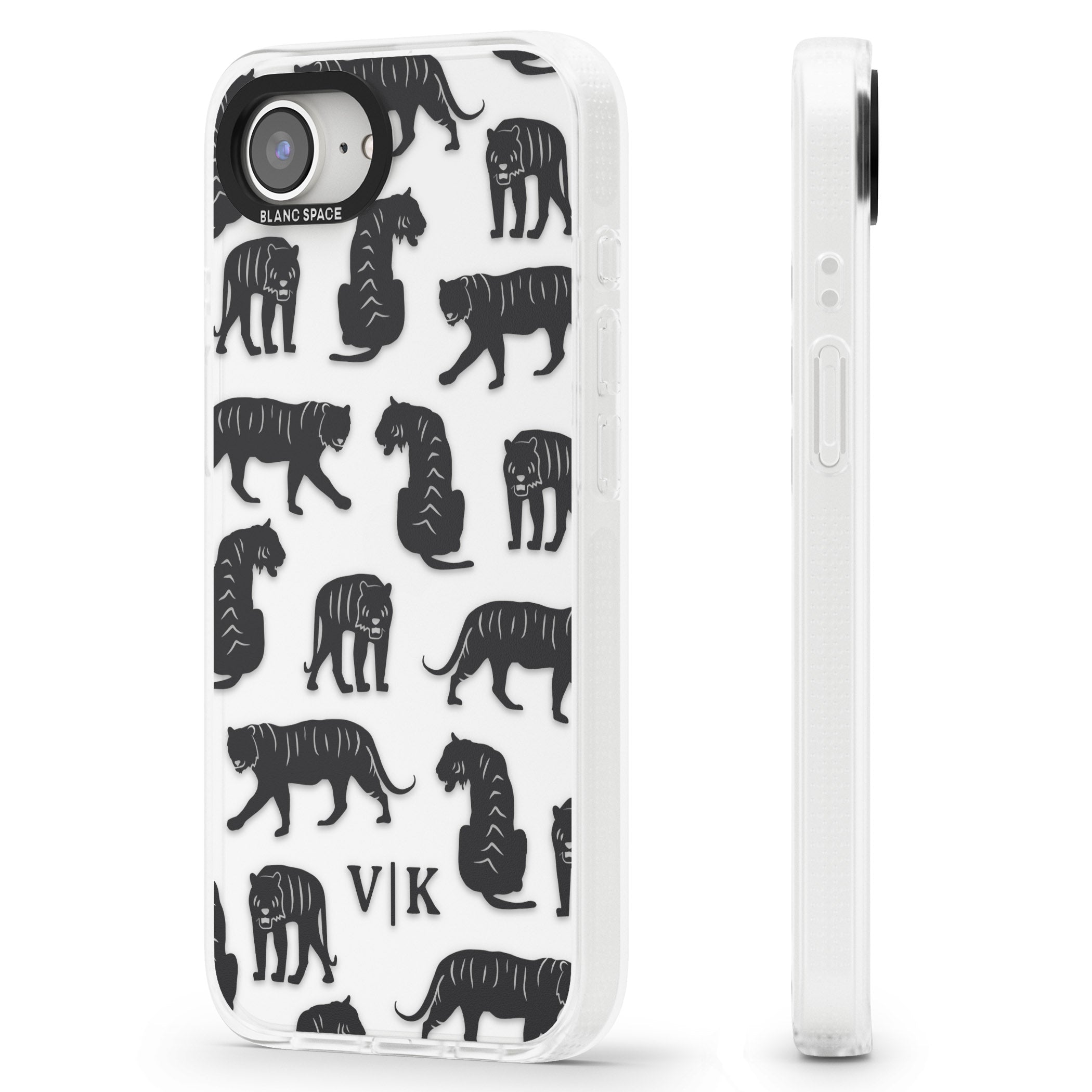 Personalised Tiger Silhouettes iPhone 16e Clear Case Impact Air - Blanc Space
