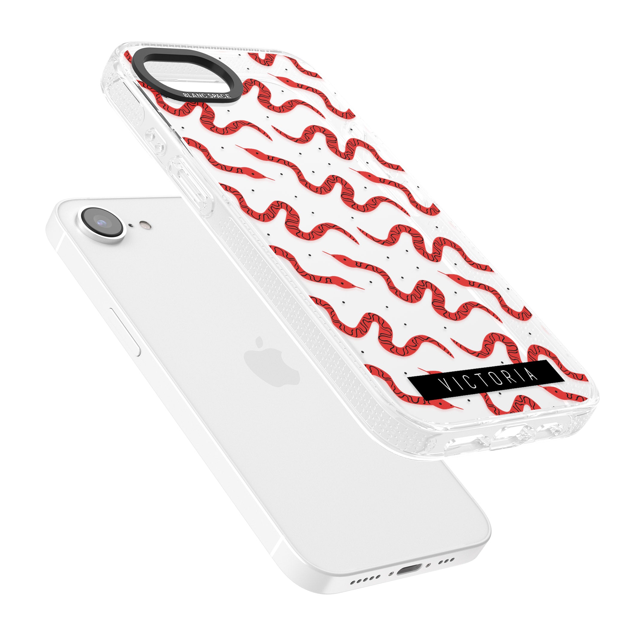 Personalised Snake Pattern iPhone 16e Clear Case Impact Air - Blanc Space