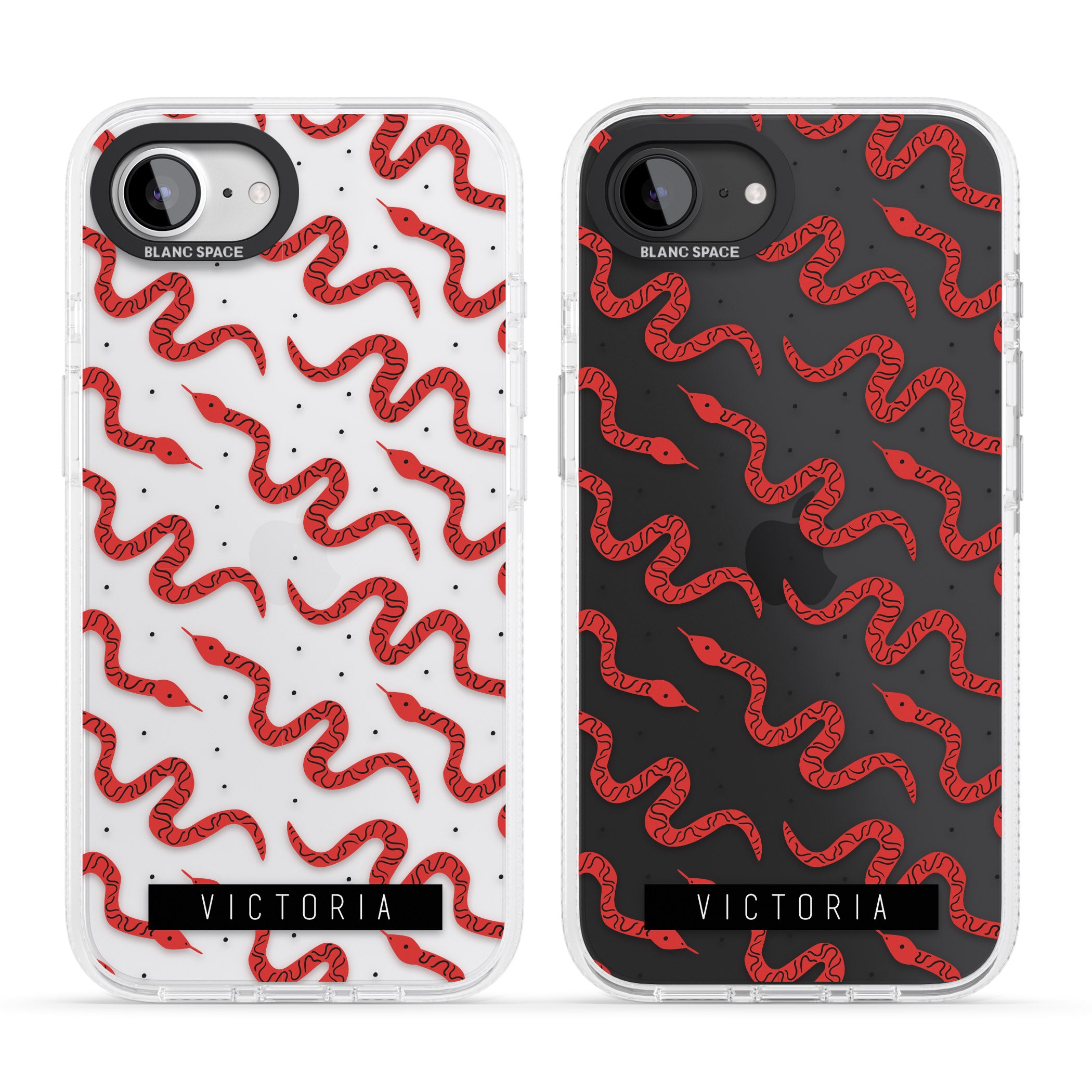 Personalised Snake Pattern iPhone 16e Clear Case Impact Air - Blanc Space