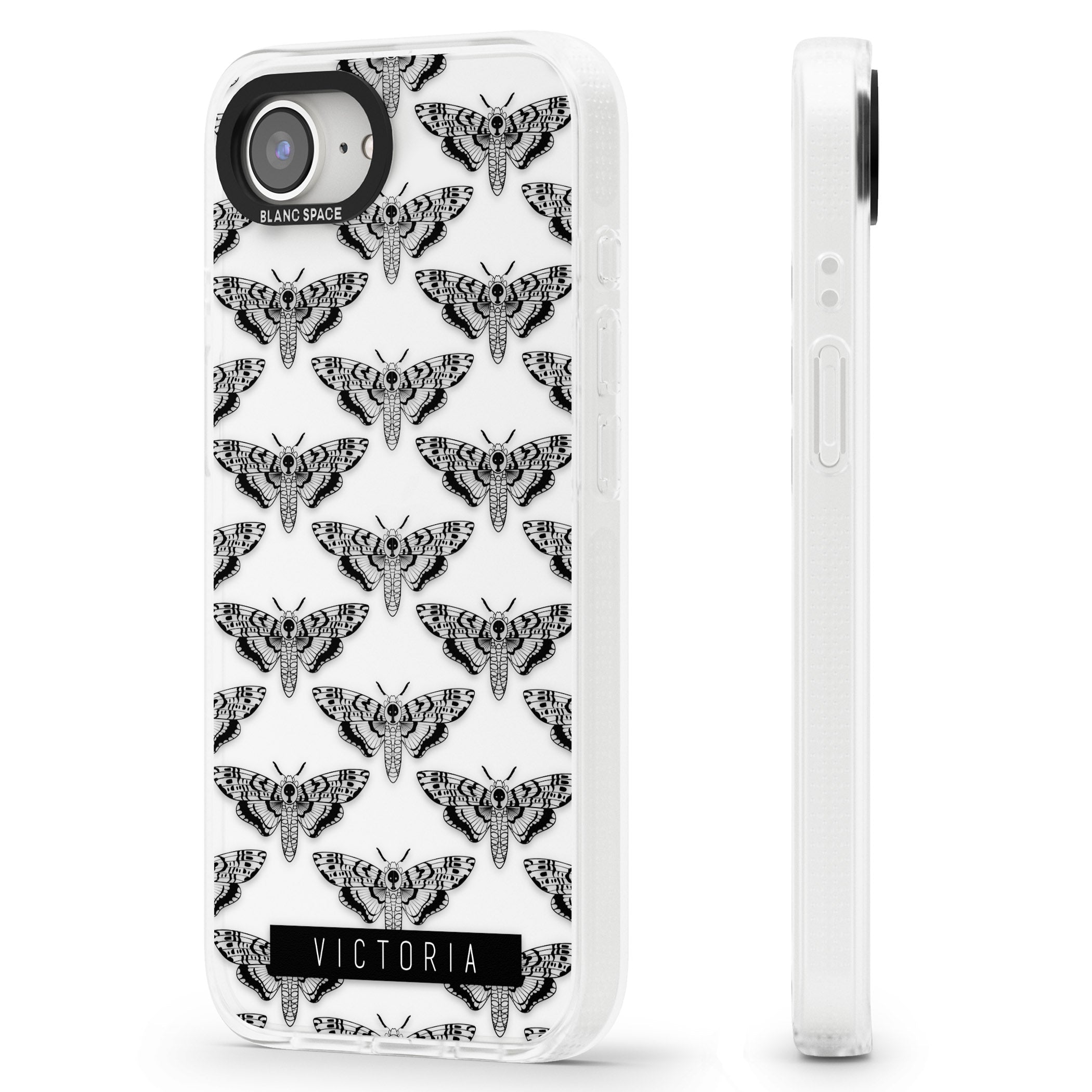 Personalised Hawk Moth Pattern iPhone 16e Clear Case Impact Air - Blanc Space