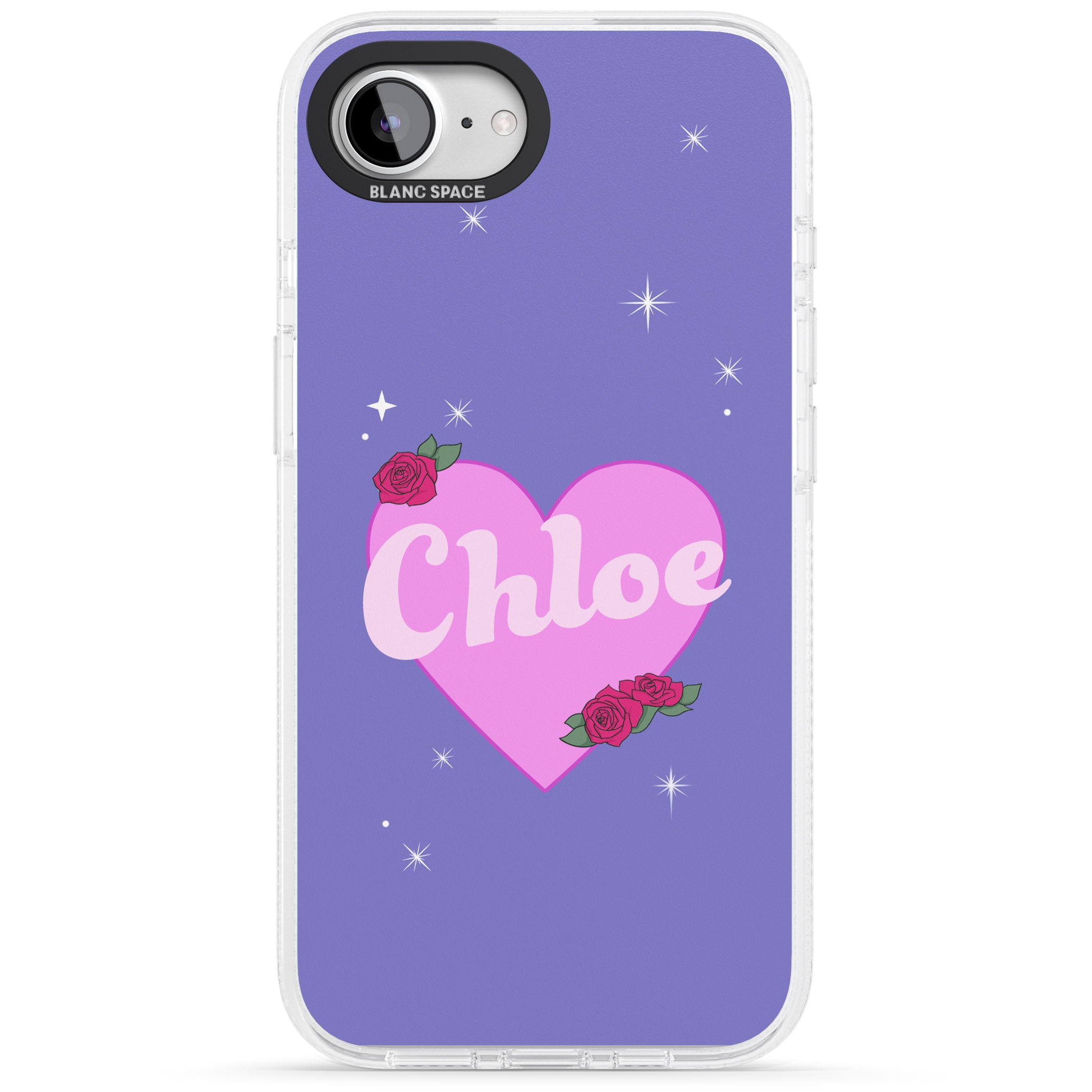 Personalised Glamorous Love Heart iPhone 16e Clear Case Impact Air - Blanc Space