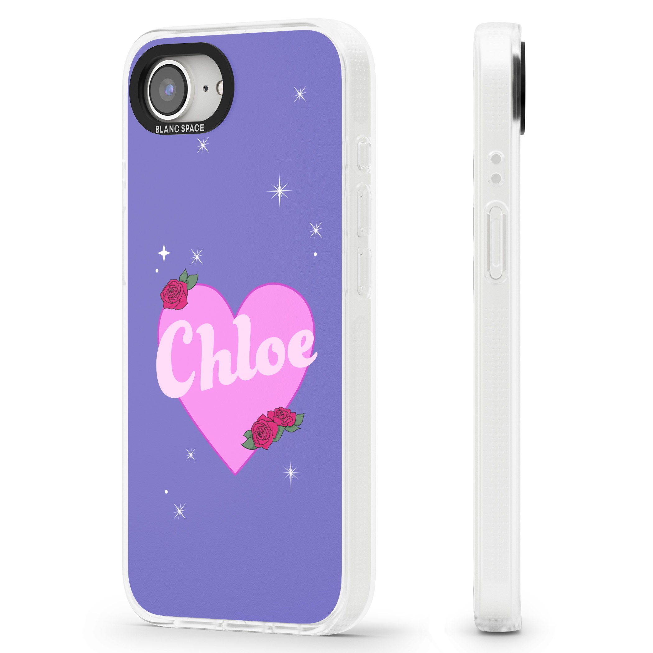 Personalised Glamorous Love Heart iPhone 16e Clear Case Impact Air - Blanc Space