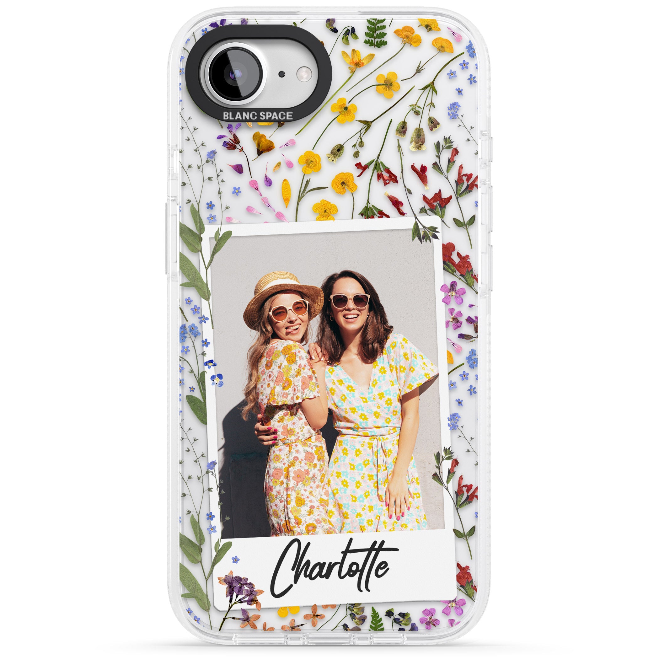 Personalised Wildflower Instant Photo iPhone 16e Clear Case Impact Air - Blanc Space
