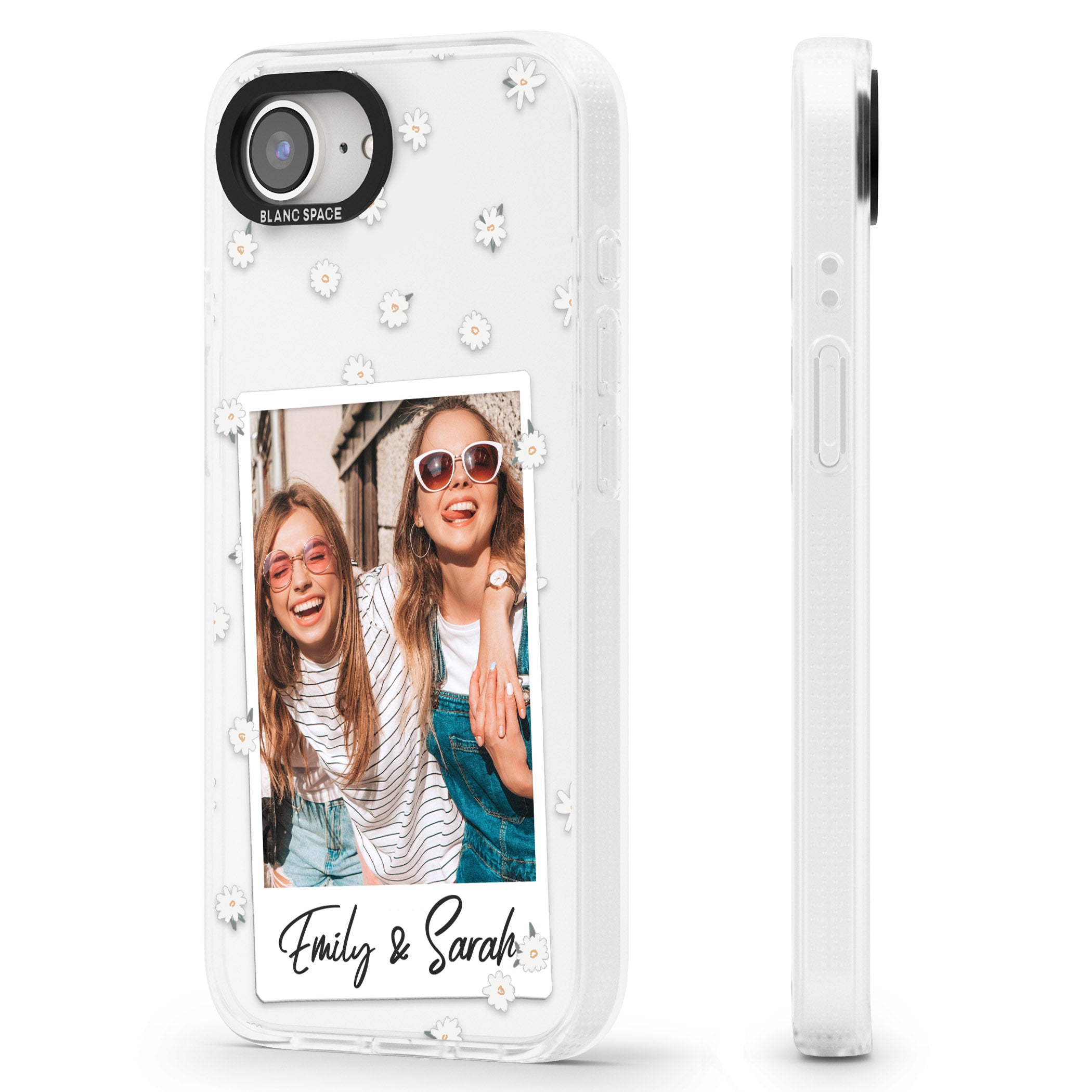 Personalised Daisy Instant Photo iPhone 16e Clear Case Impact Air - Blanc Space