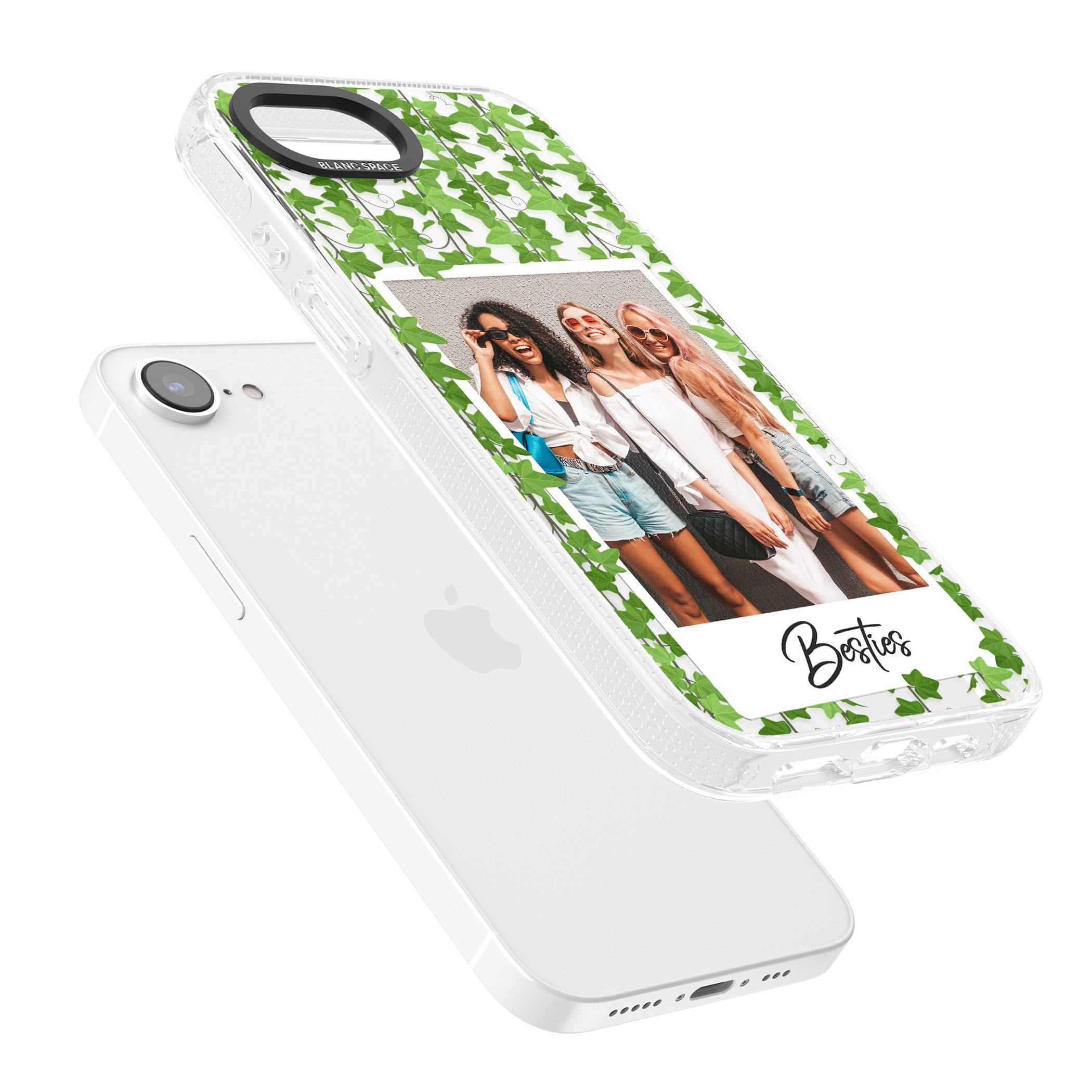 Personalised Ivy Vine Instant Photo iPhone 16e Clear Case Impact Air - Blanc Space