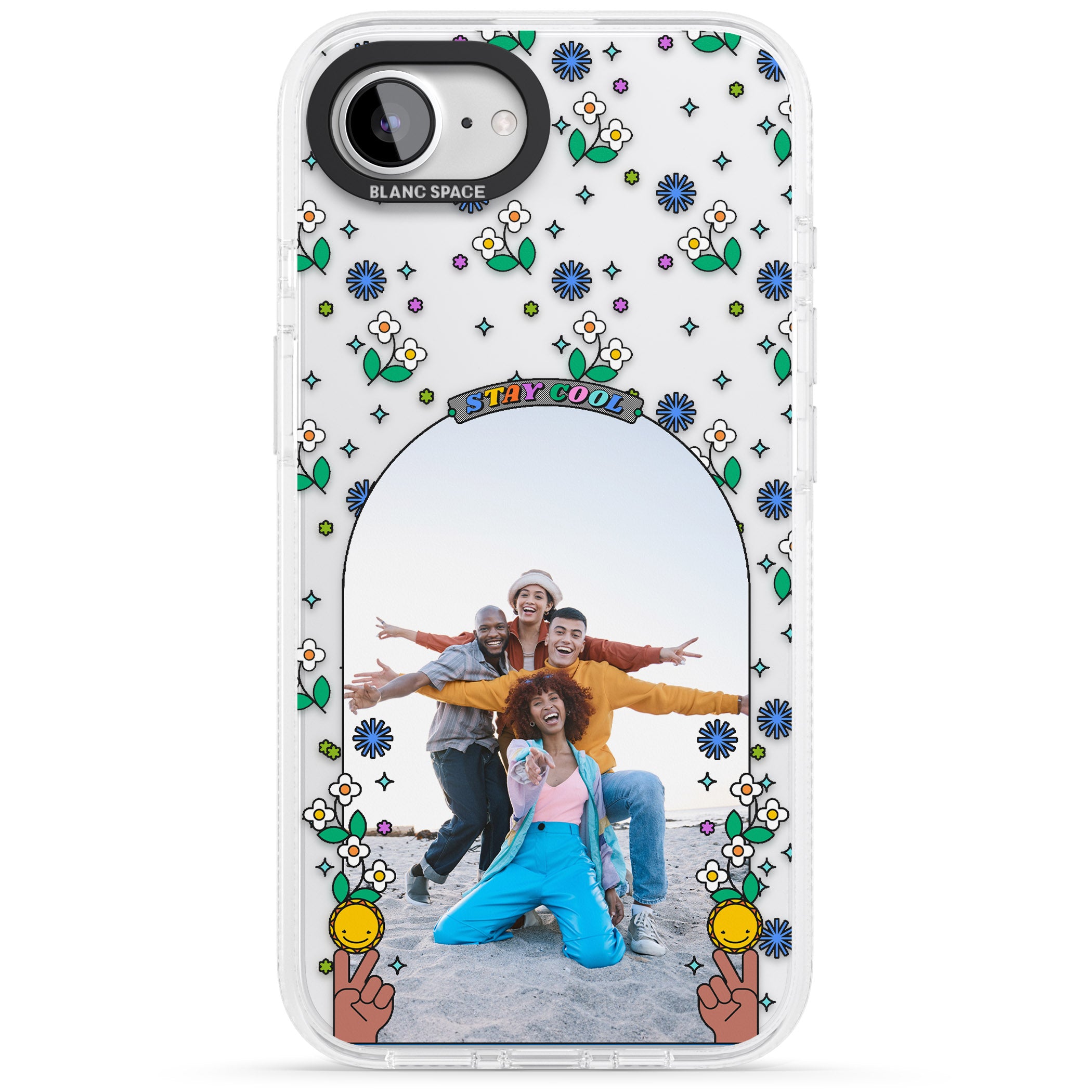 Personalised Summer Photo Frame iPhone 16e Clear Case Impact Air - Blanc Space