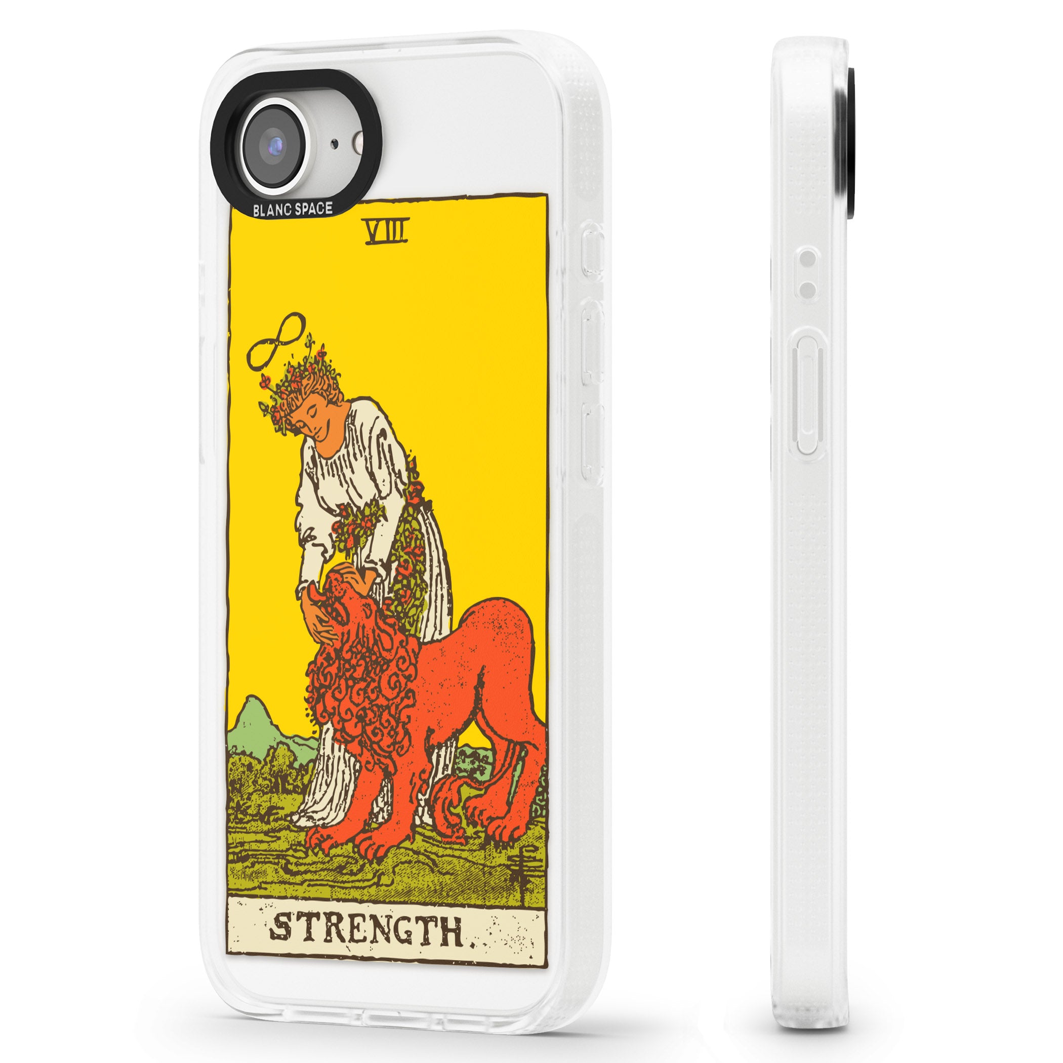 Personalised Strength Tarot Card - Colour iPhone 16e Clear Case Impact Air - Blanc Space