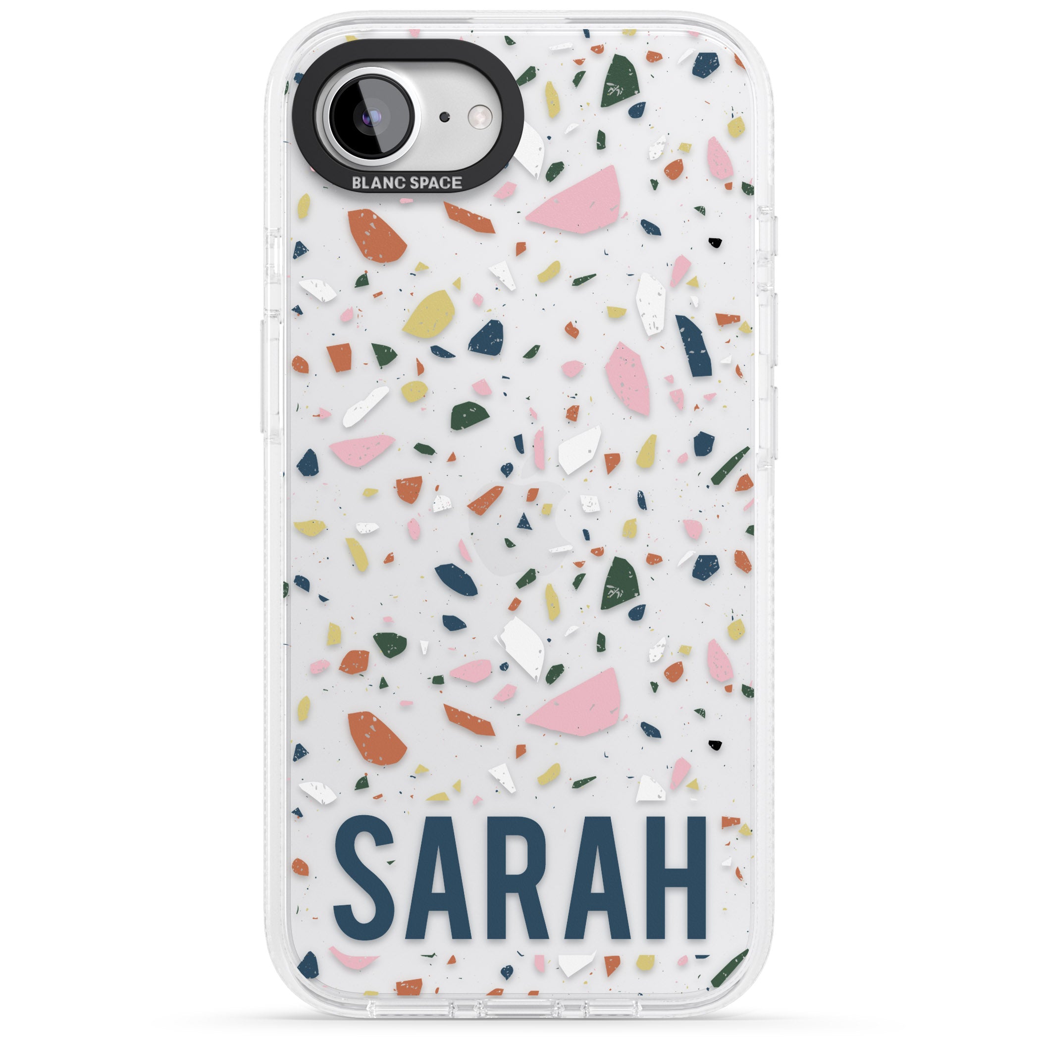 Personalised Terrazzo iPhone 16e Clear Case Impact Air - Blanc Space