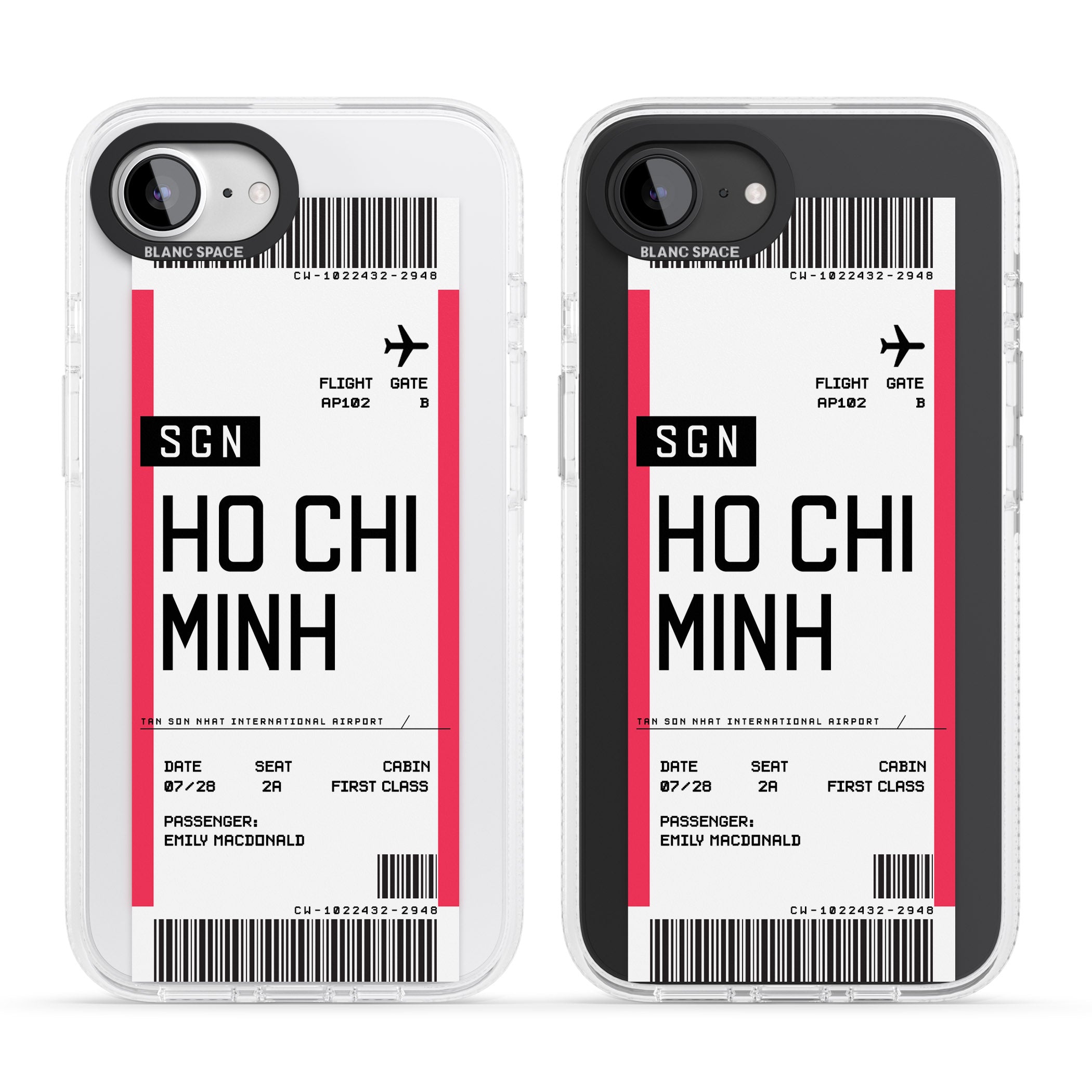 Personalised Ho Chi Minh City Boarding Pass iPhone 16e Clear Case Impact Air - Blanc Space