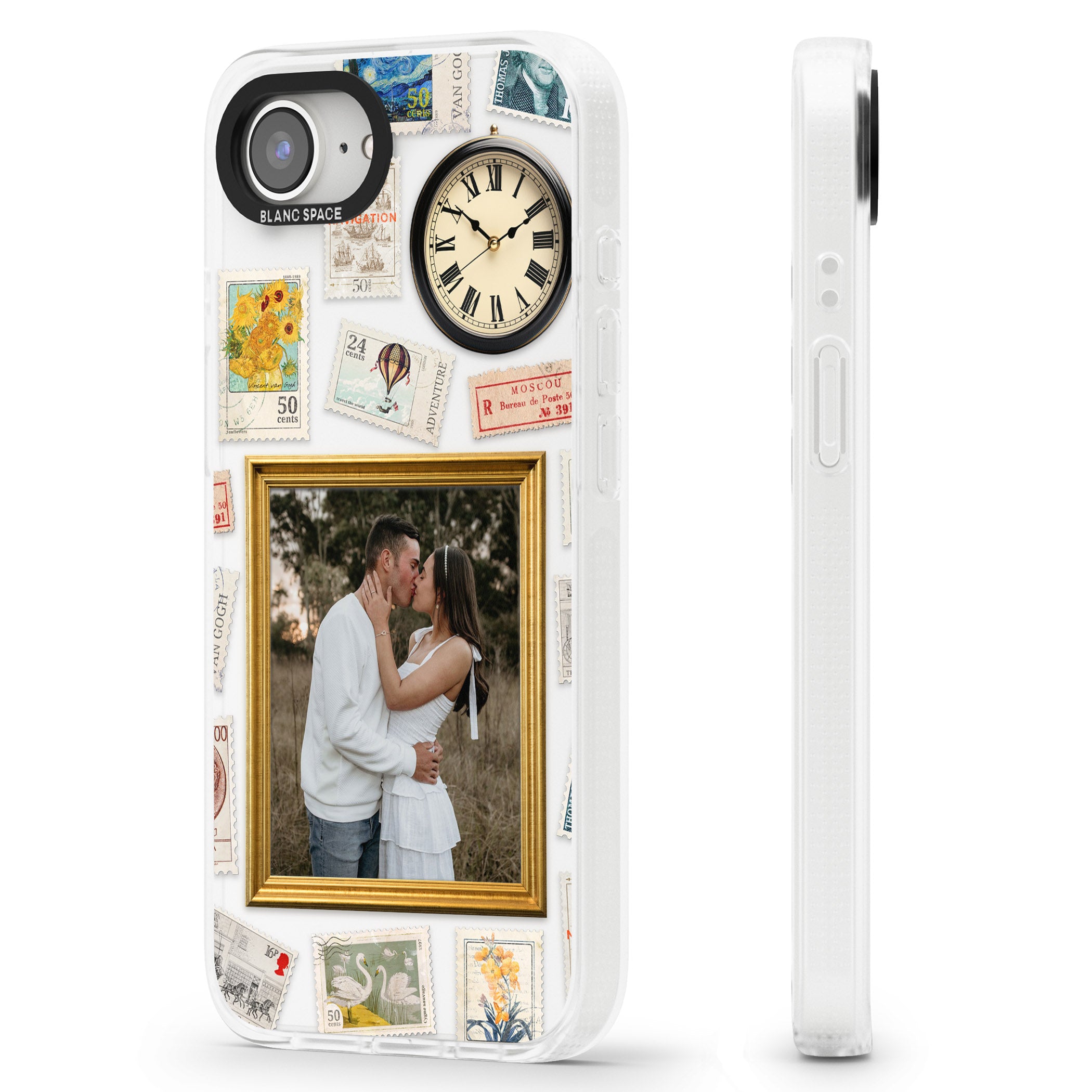 Personalised Vintage Photo Frame Collage iPhone 16e Clear Case Impact Air - Blanc Space
