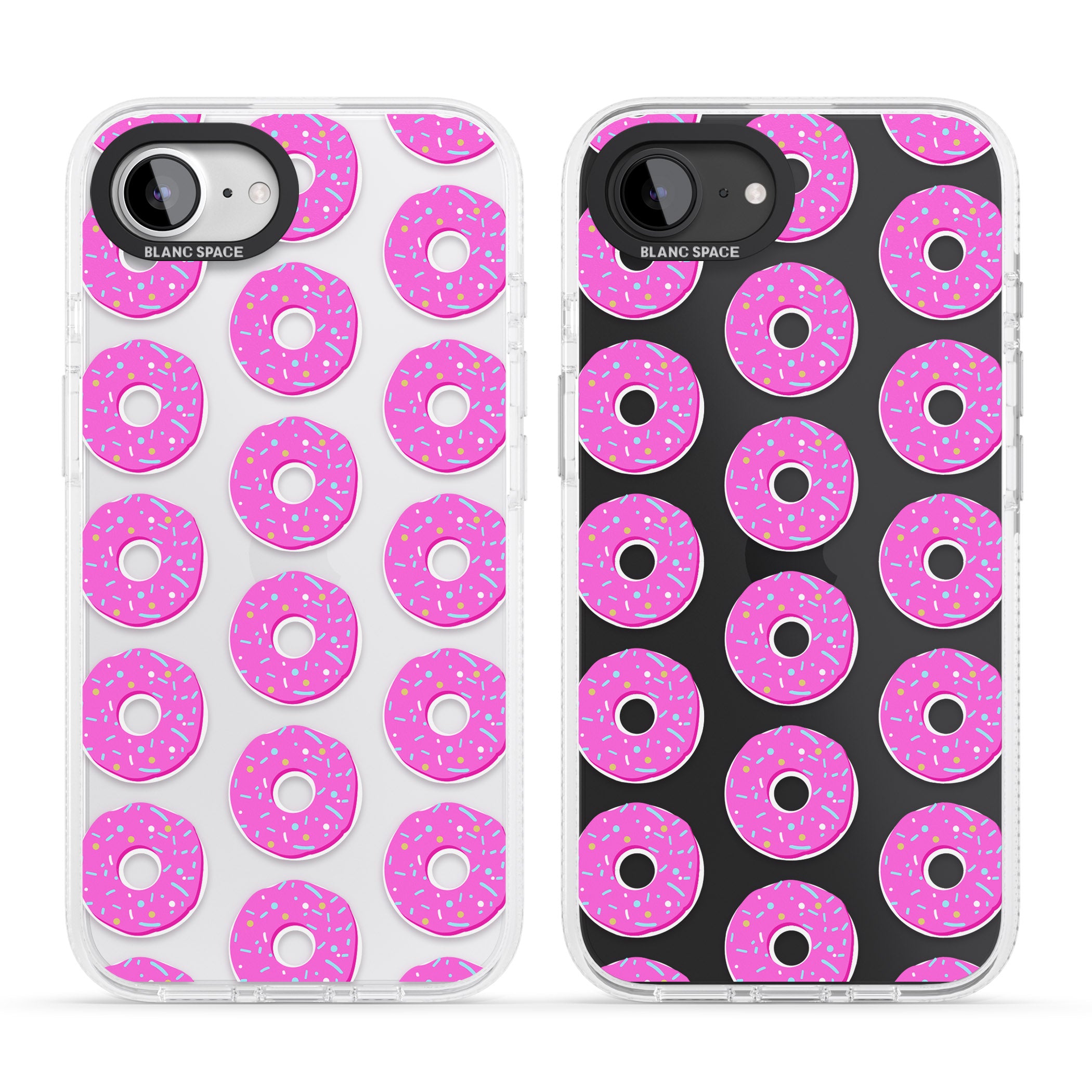 Pink Donut Pattern iPhone 16e Clear Case Impact Air - Blanc Space