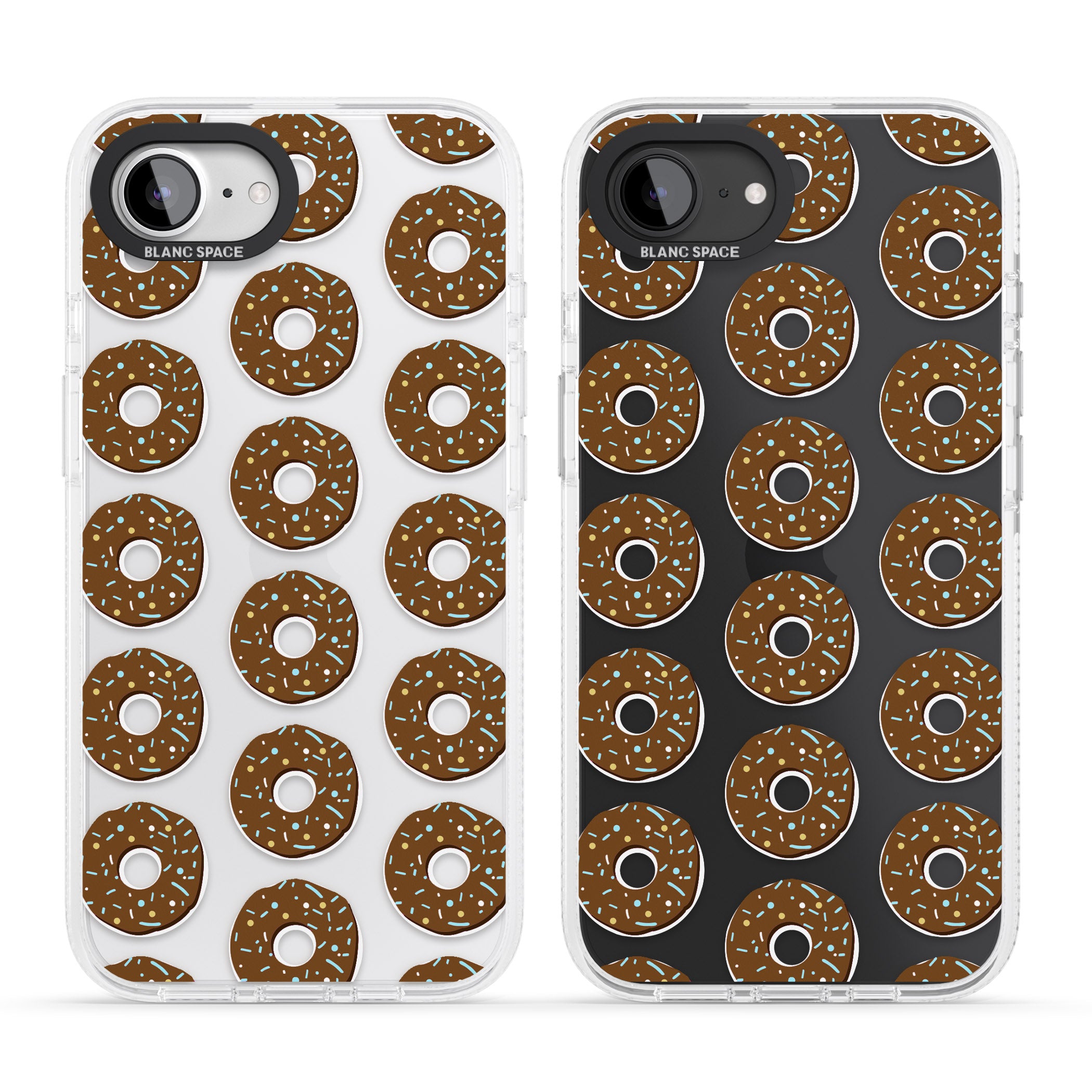 Chocolate Donut Pattern iPhone 16e Clear Case Impact Air - Blanc Space